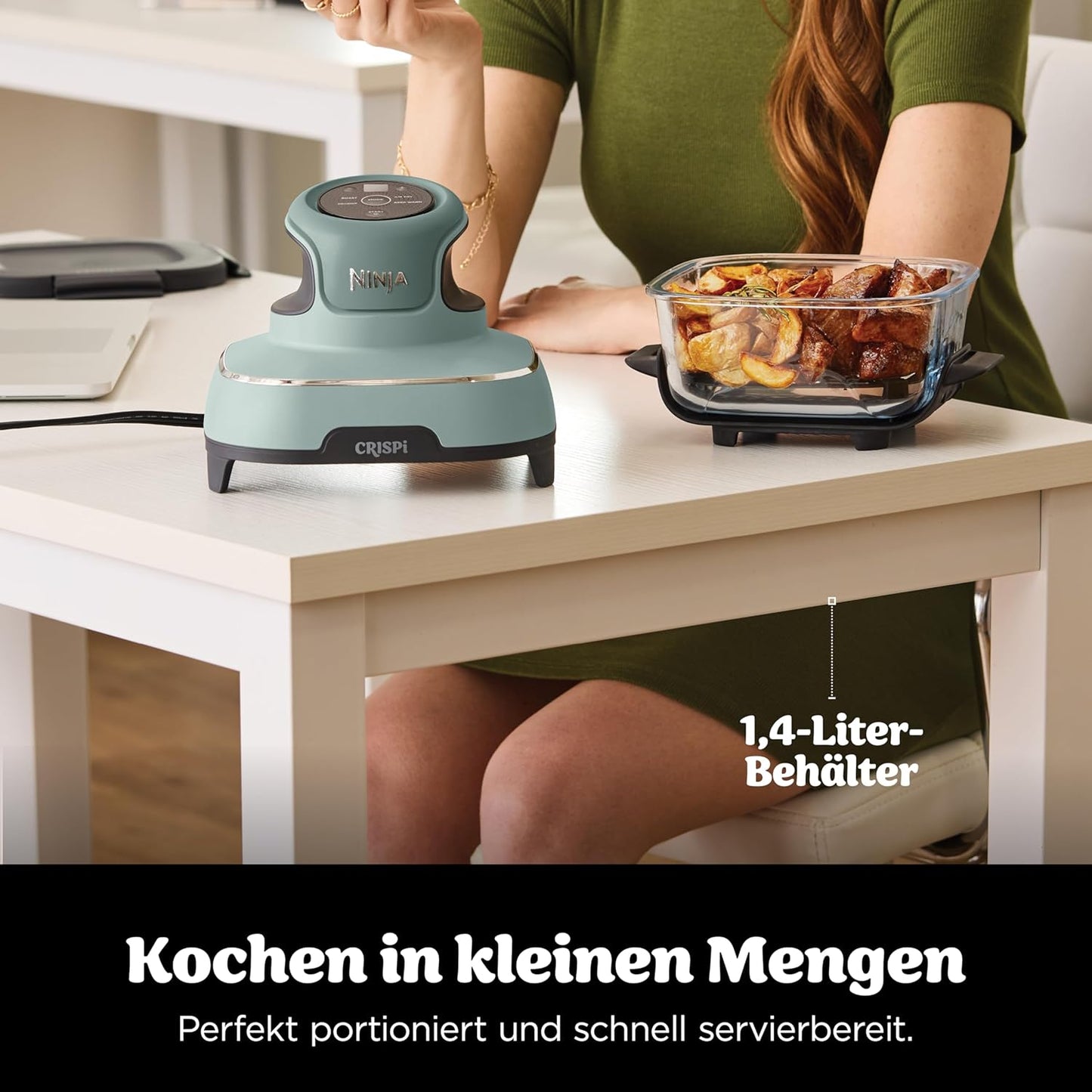 Crispi 4-in-1 Heissluftfritteuse FN101EUSG, Sage