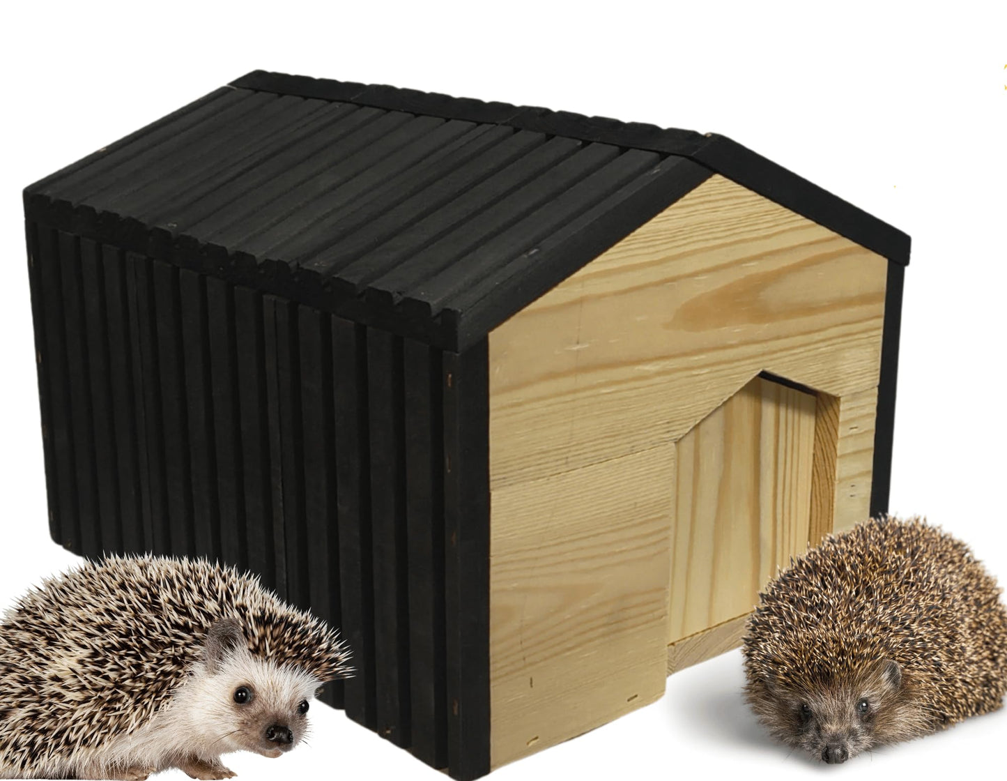 Igelhaus mit Labyrintheingang & wetterfestem Dach, Schwarz H: 25 cm x B: 36 cm x T: 27 cm