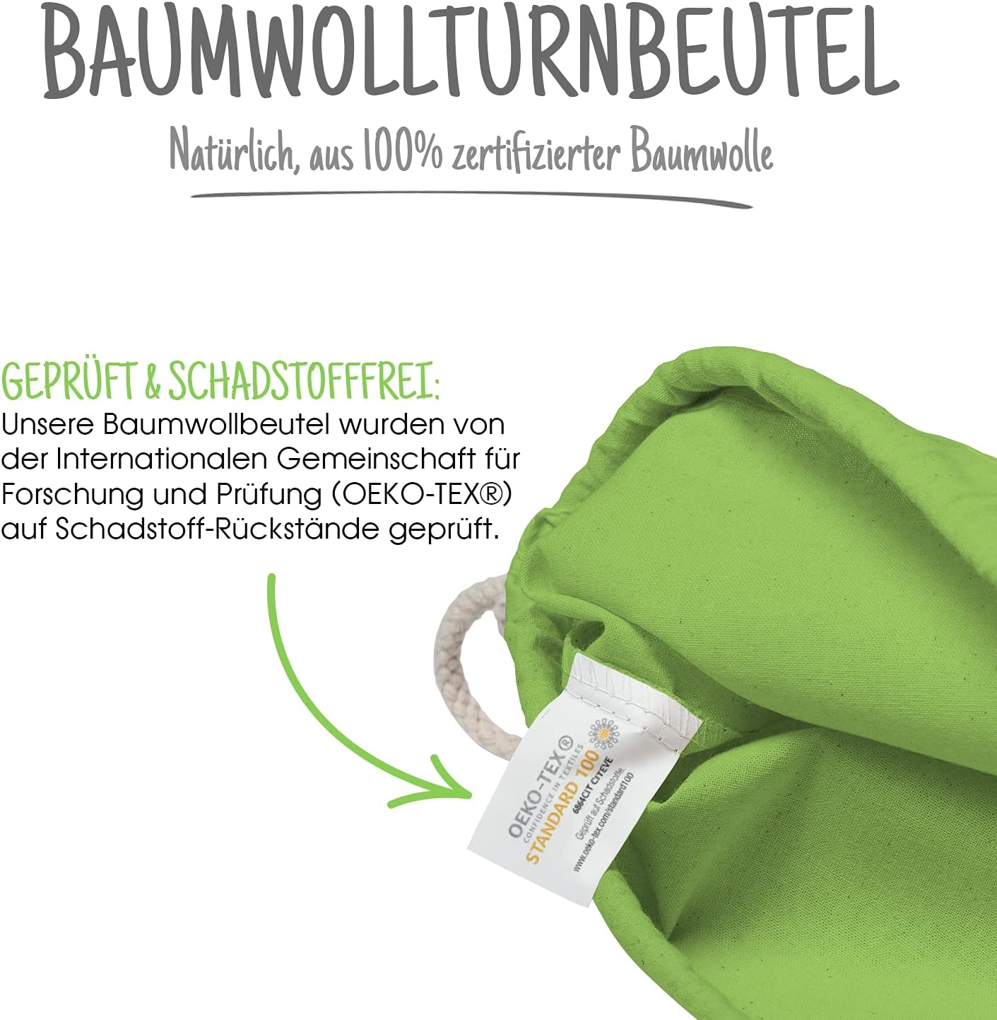 10er-Set Turnbeutel, Hellgrün 38 x 42 cm