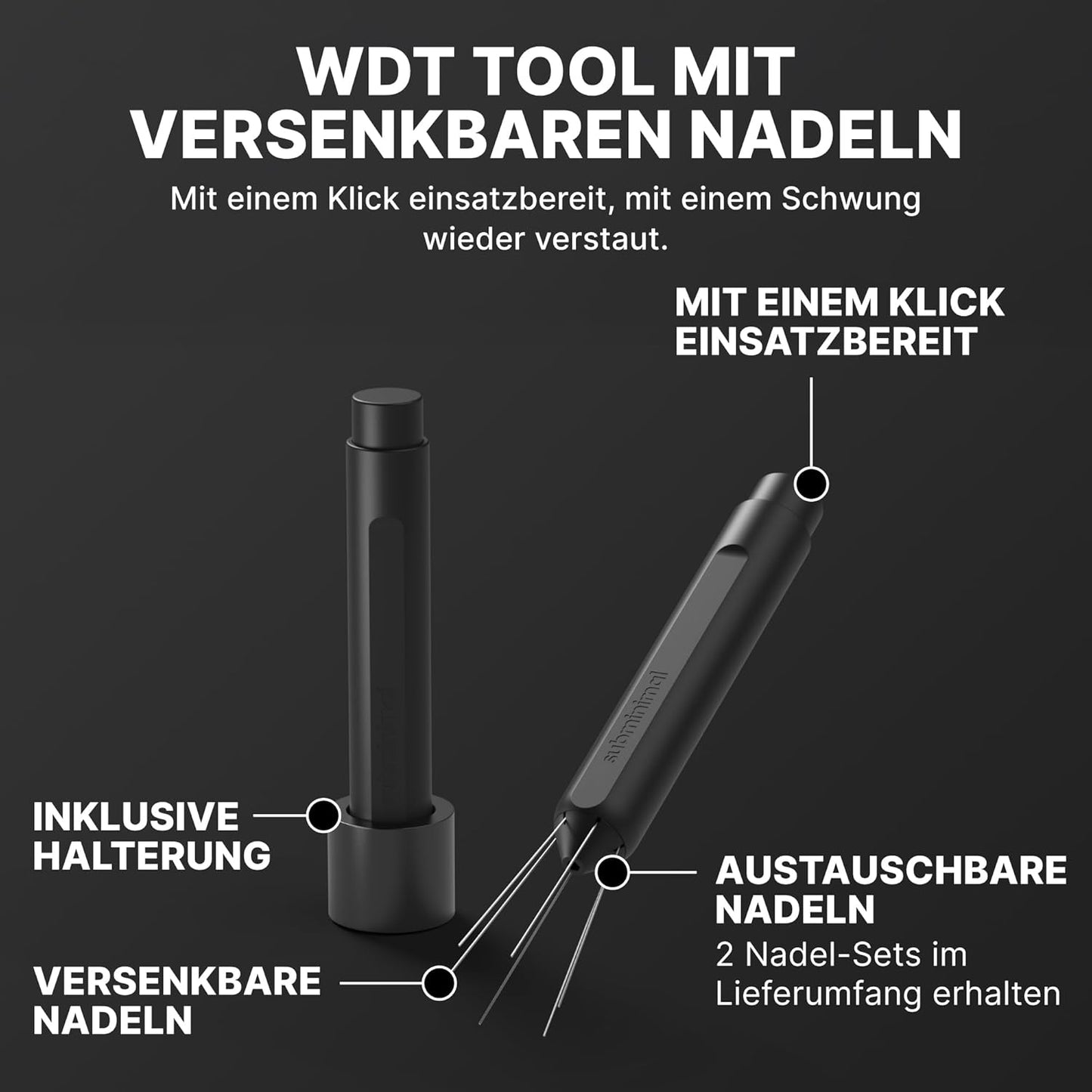 Espresso-Verteilungswerkzeug mit einziehbaren Nadeln