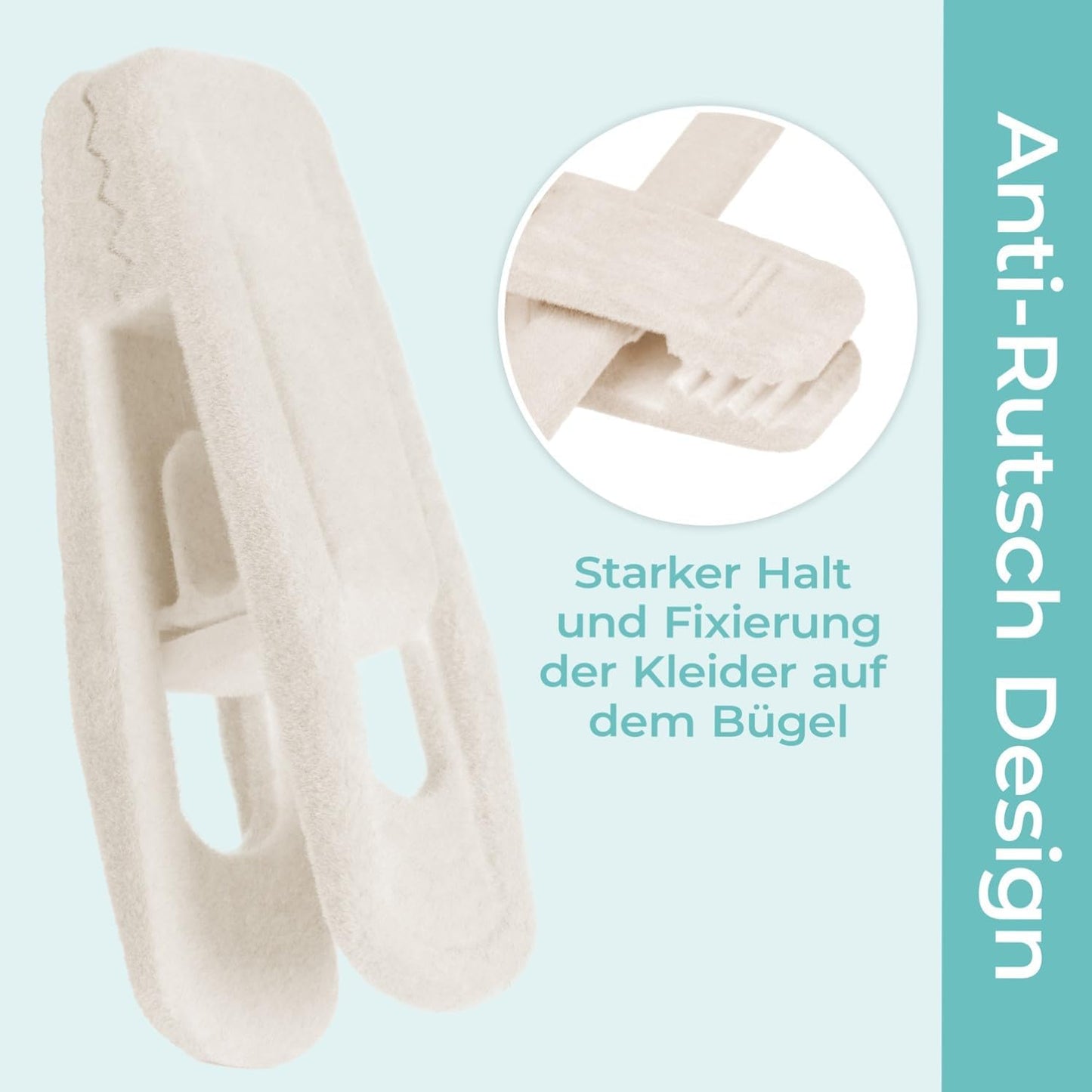30-teiliges Kleiderbügel-Set, 30 Stück inkl Clips Elfenbein