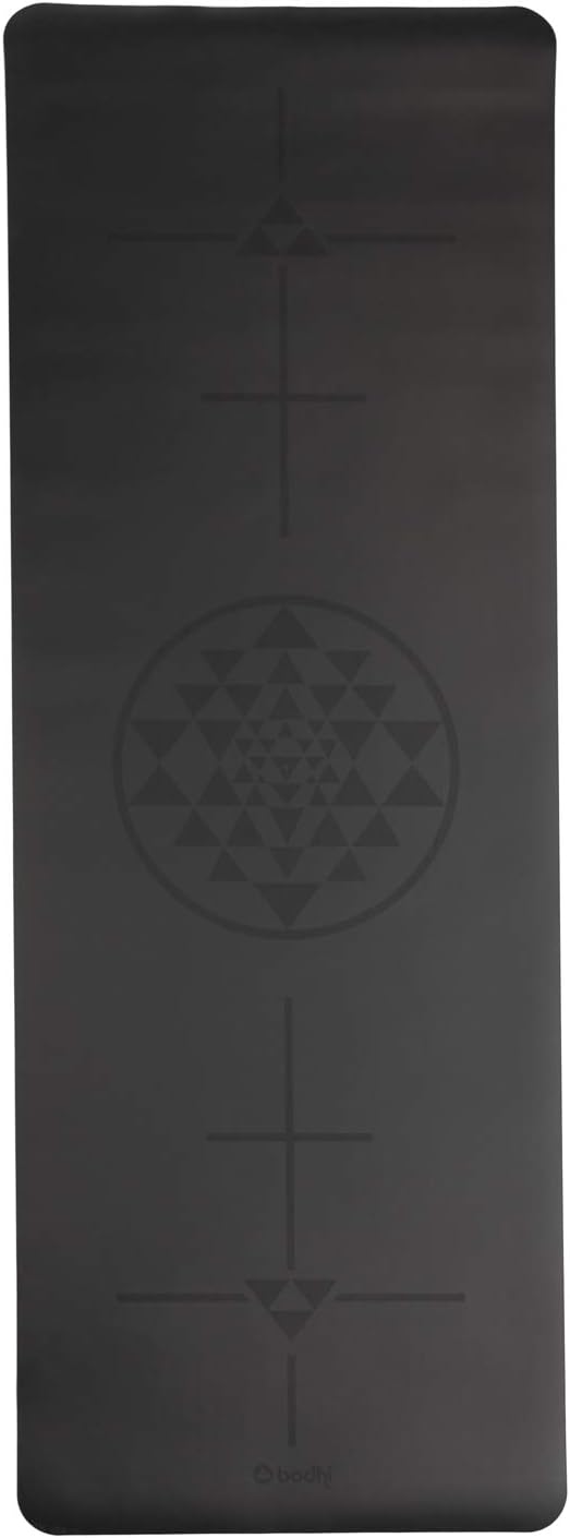Yogamatte aus Naturkautschuk, Alignment-Yantra/schwarz