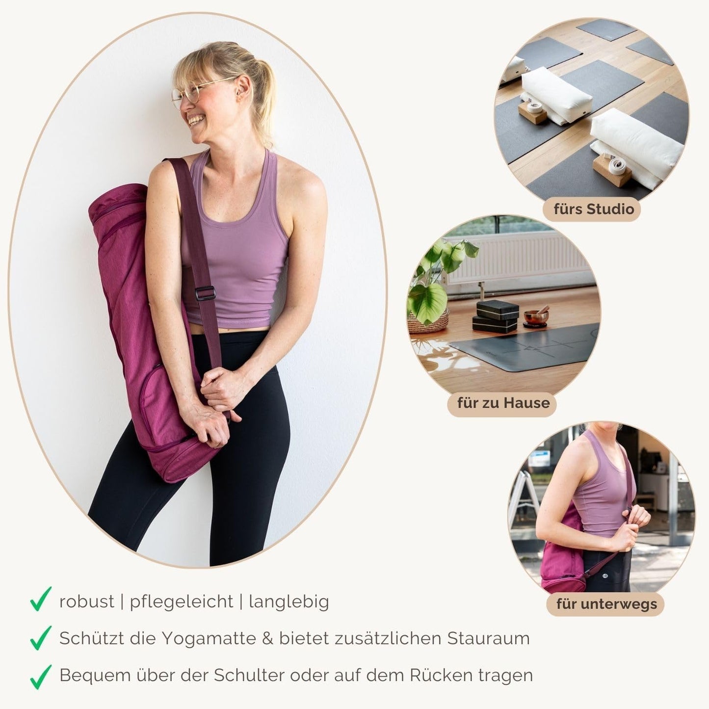 Yogatasche ASANA, Schiefergrau 60 cm