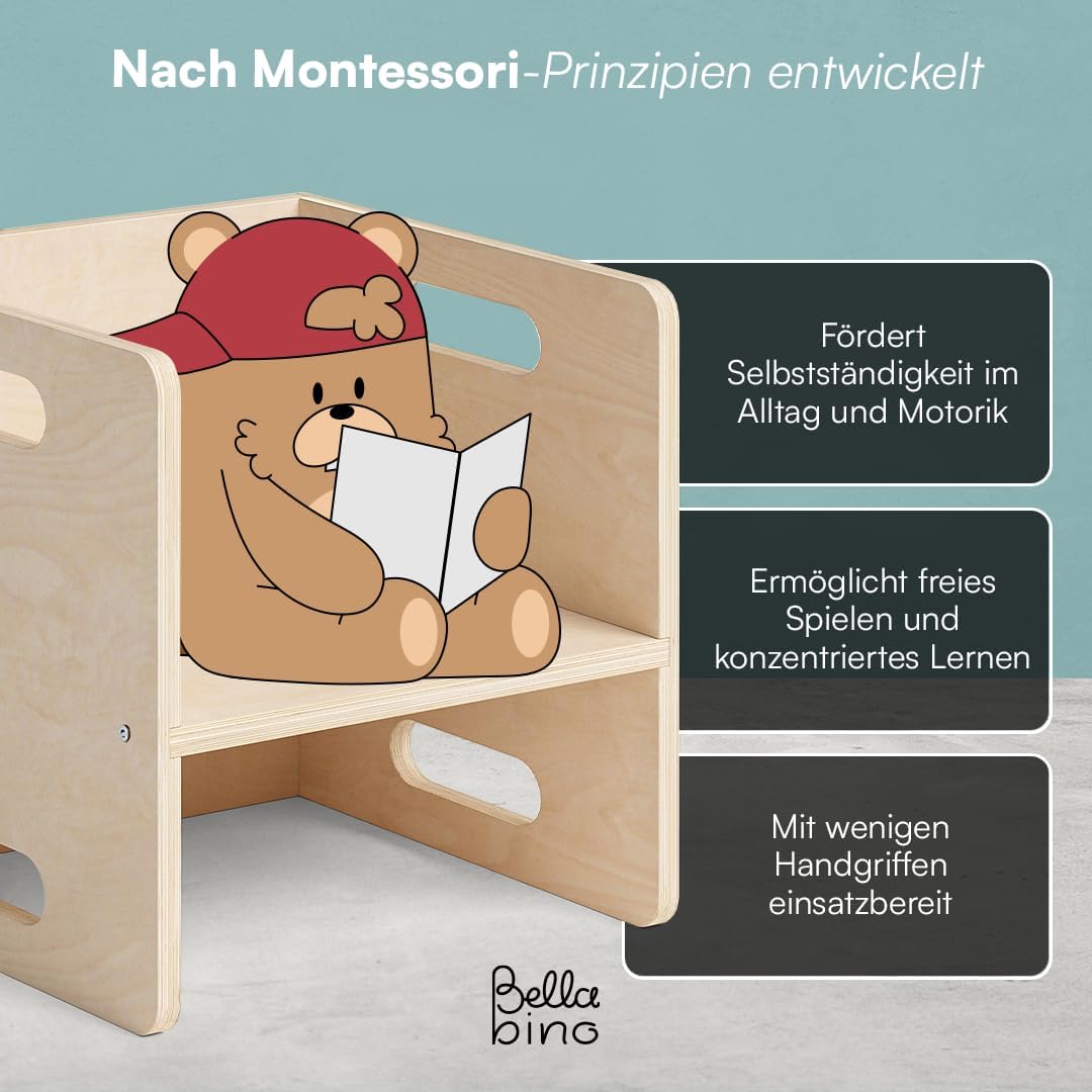 2er-Set Wendehocker für Kinderzimmer, 2x Stuhl Natur