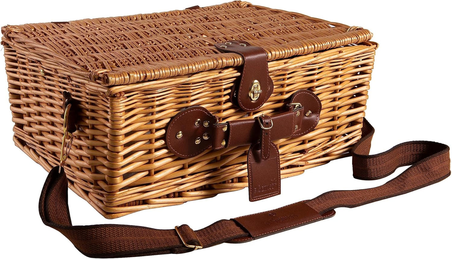 Handgefertigter Picknickkorb für 4 Personen, Picknickkorb für 4 Personen - Blau / 1