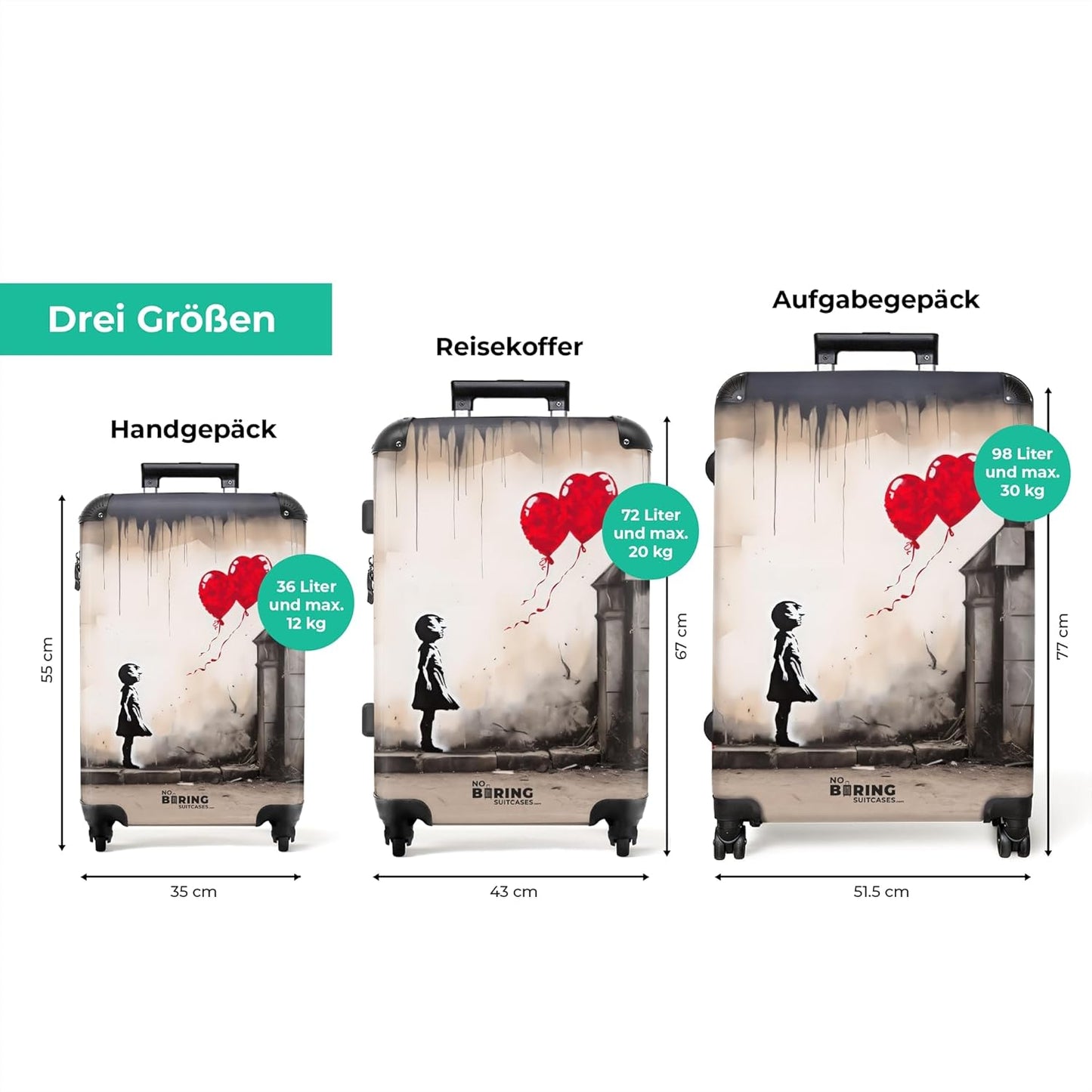 Hartschalenkoffer, Mädchen mit Ballons L