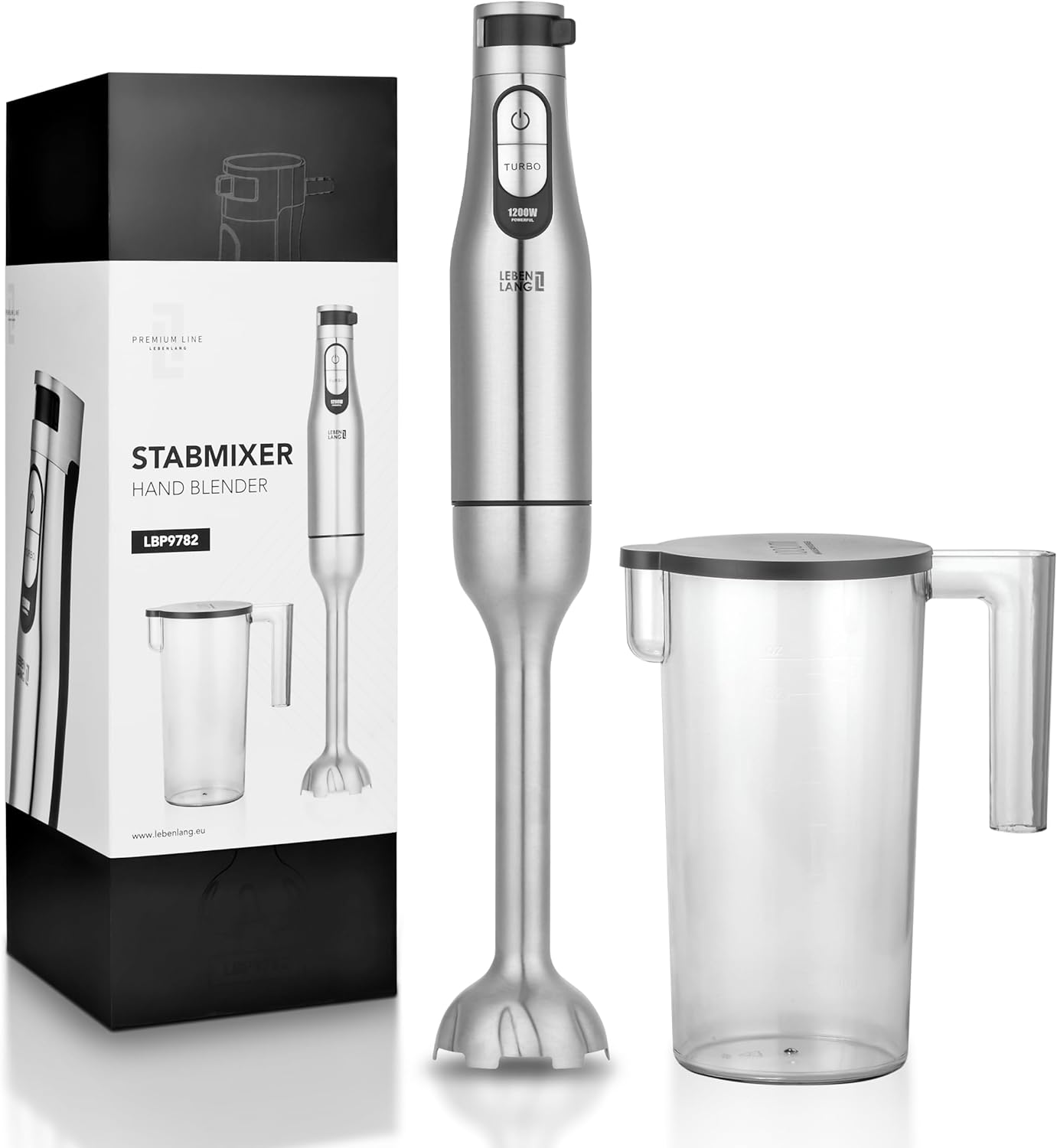 Stabmixer mit Messbecher & Spritzschutz, Stabmixer + Messbecher - 1200W