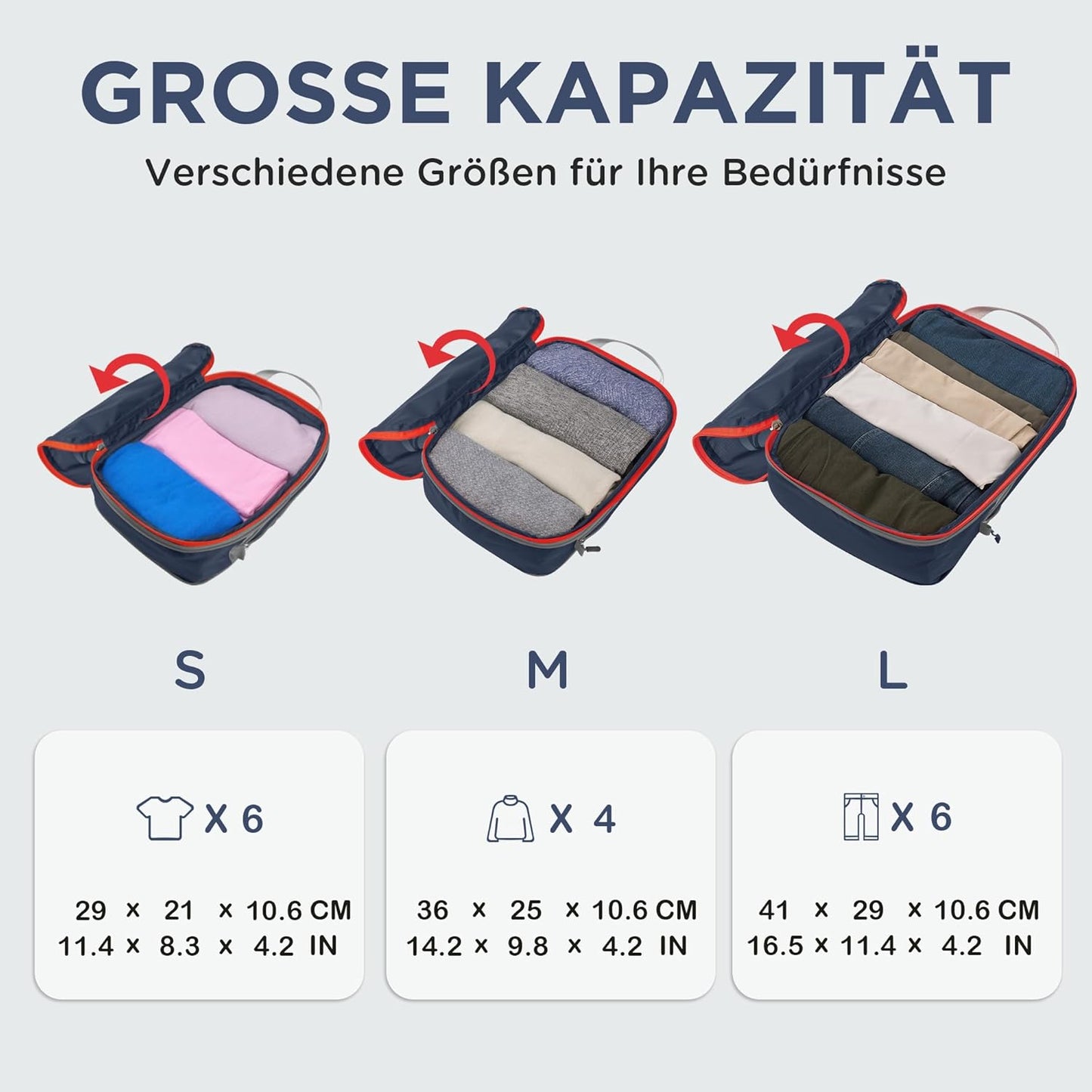 Kompression Koffer-Organizer Set, 3PCS Blau
