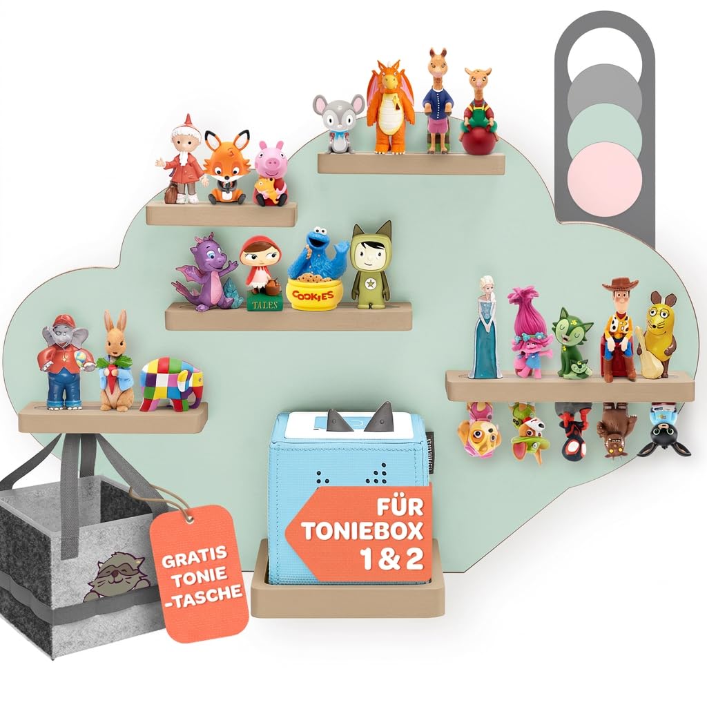 Tonie Regal Wolke für Toniebox-Figuren (mit Tragetasche), Grün