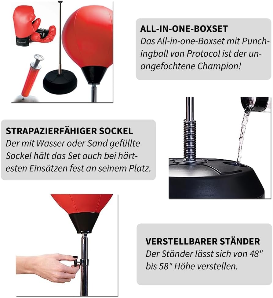 Standboxsack mit Boxhandschuhen und Pumpe