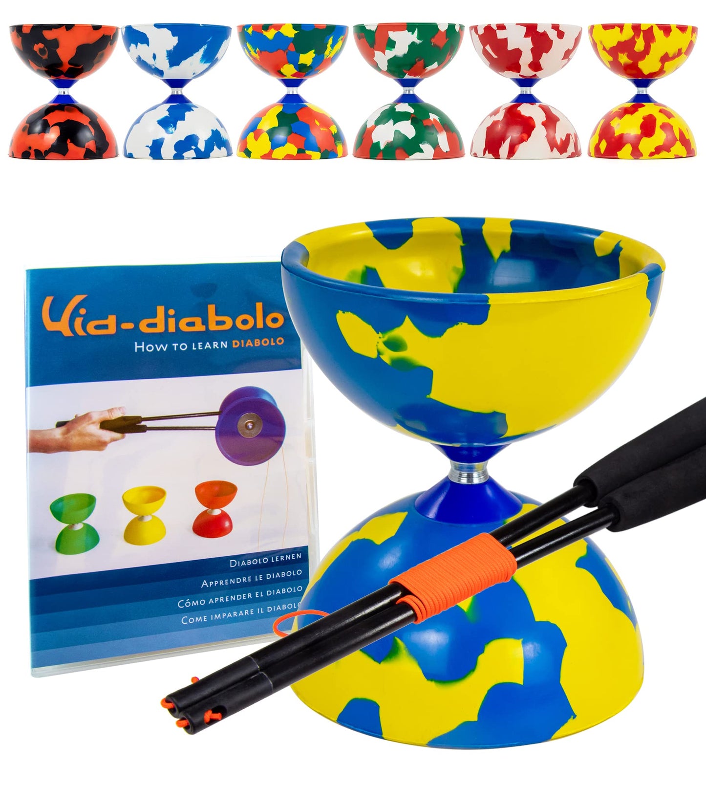 Diabolo Jonglierset, Blau/Gelb