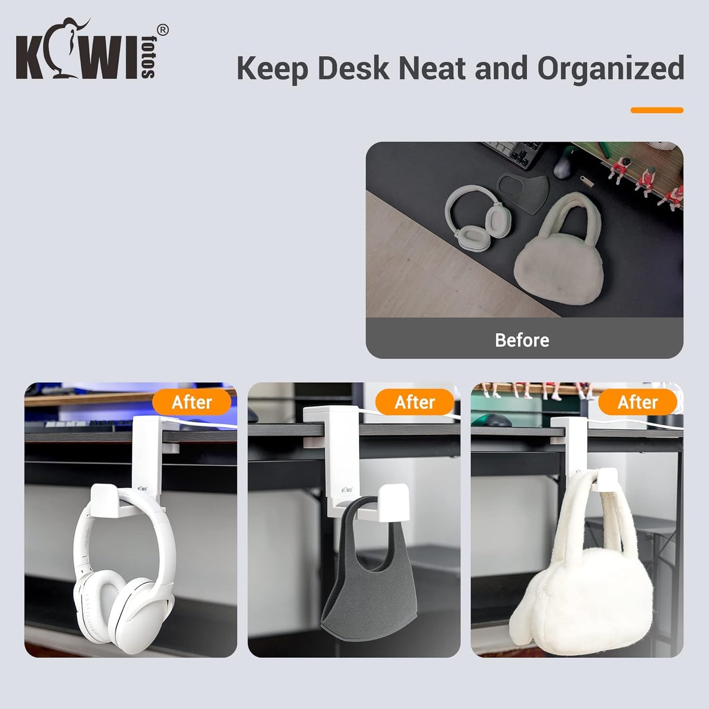 Kopfhörerhalter, USB 3.0/2.0-Anschlüssen Modell – Weiss