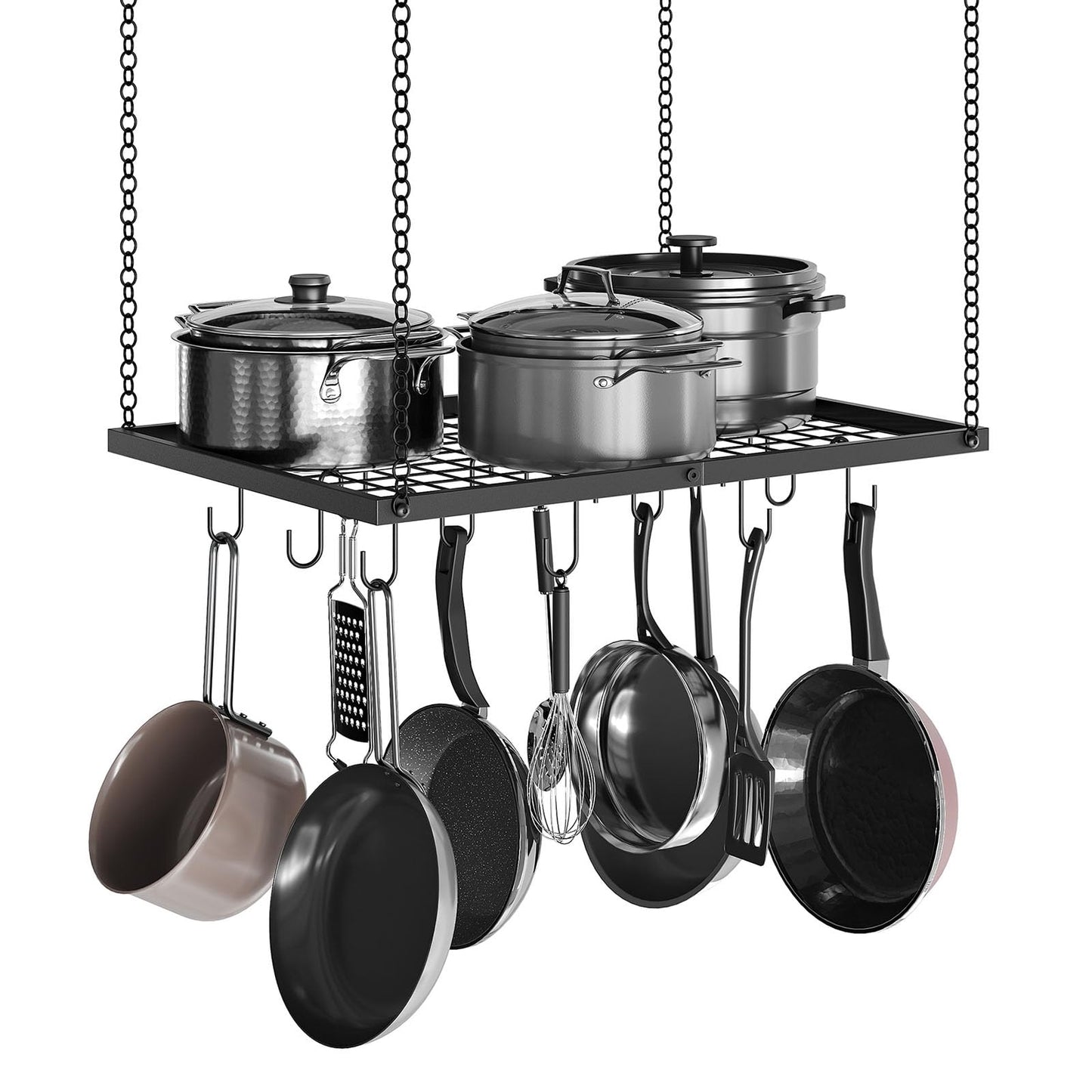 Metall-Deckenregal mit Haken für Kochgeschirr