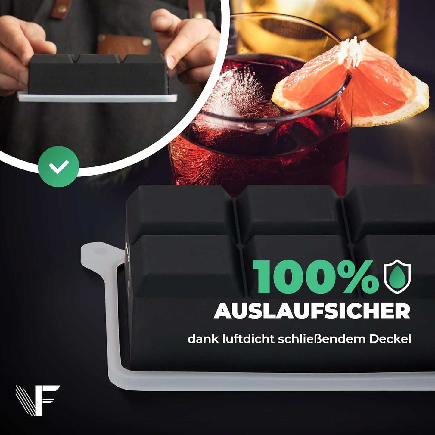 XXL Eiswürfelform-Set für Cocktails (4er Pack), 4x Eiswürfelform