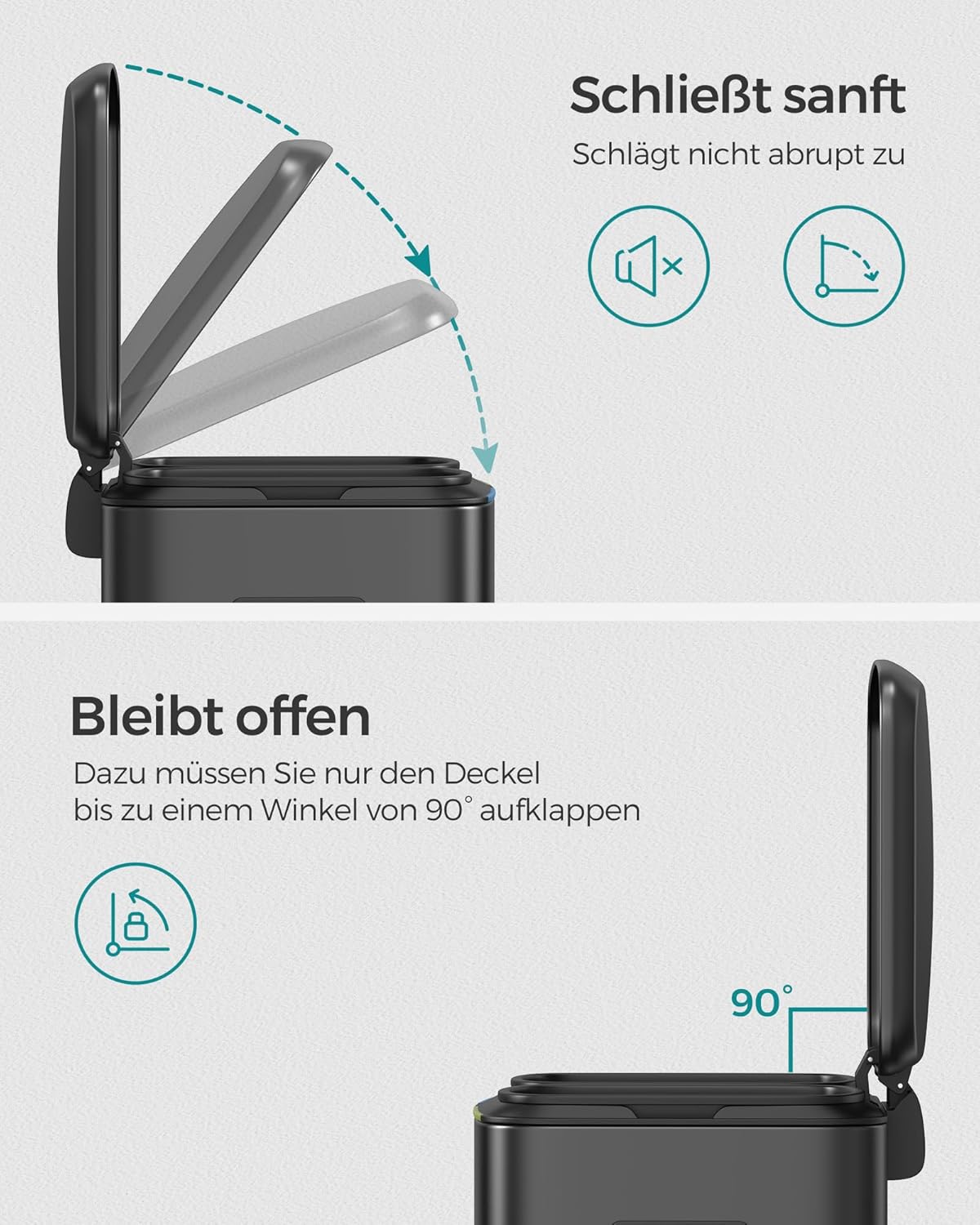 Treteimer mit Mülltrennsystem, Schwarz
