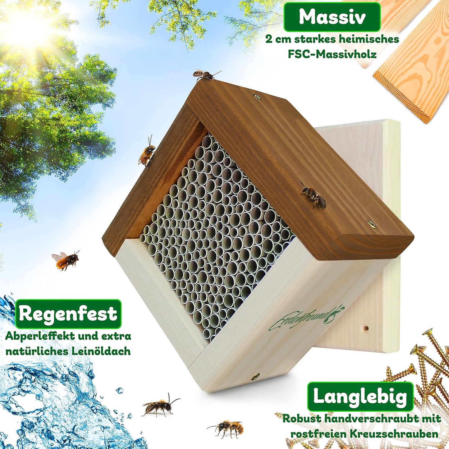 Wildbienenhotel, Sturmfeste Aufhängung