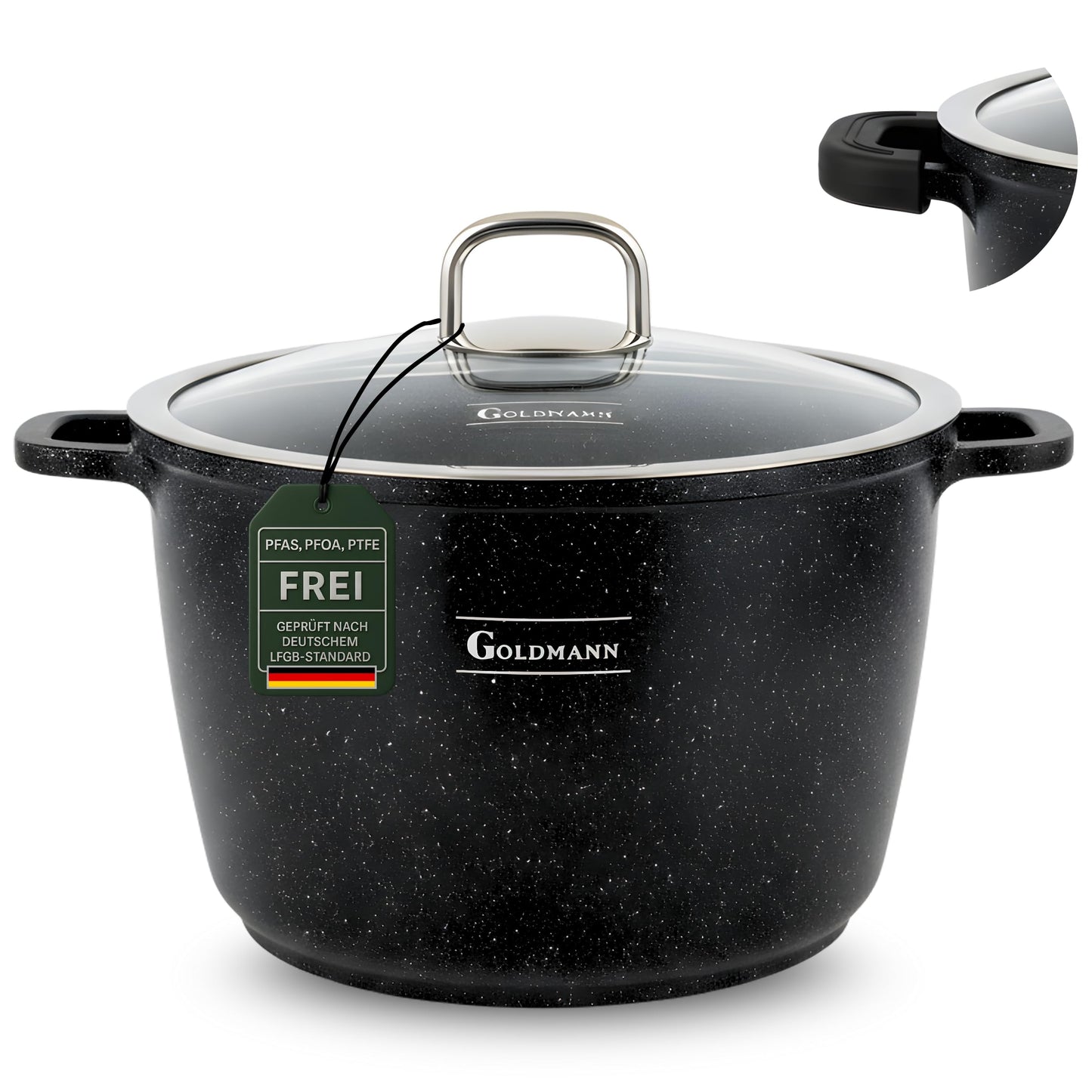 Suppentopf mit Glasdeckel, Schwarz 10L - Ø 28 CM