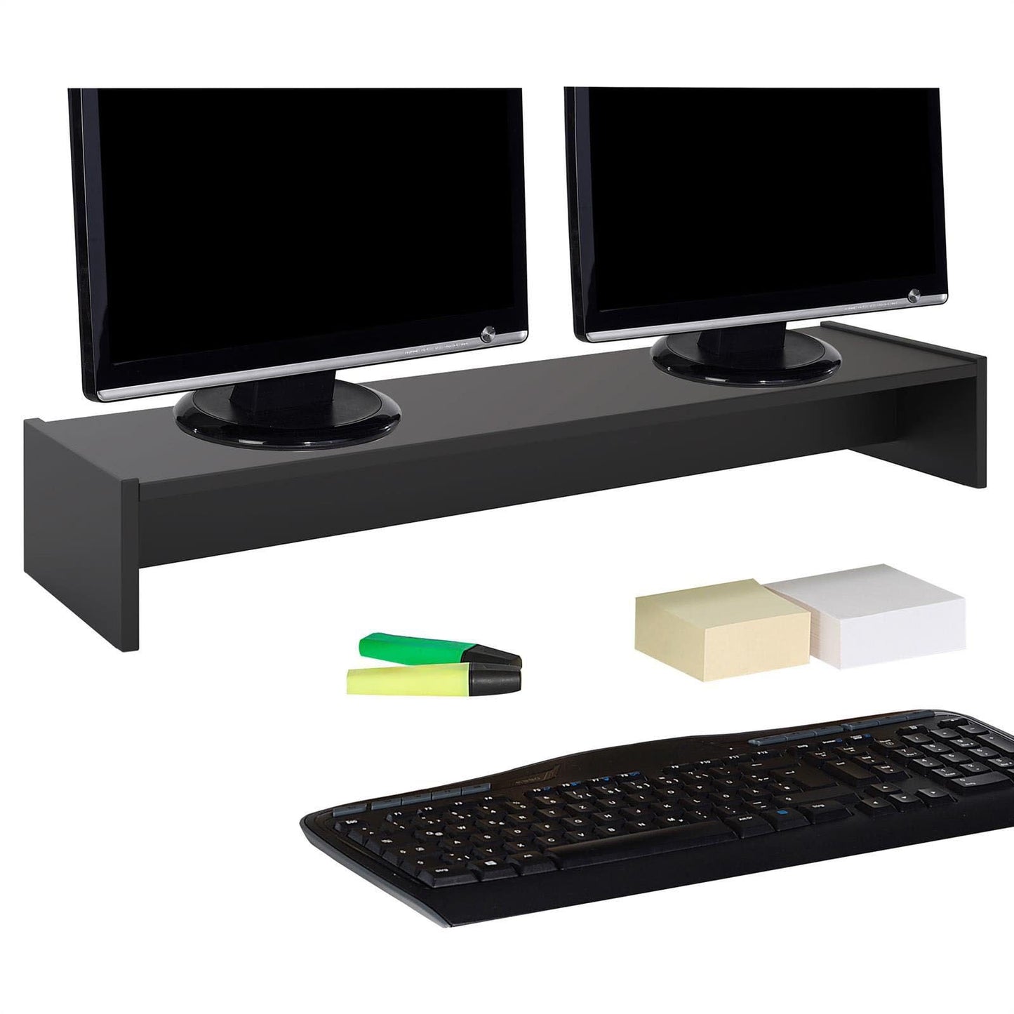 Ergonomischer Monitorständer für 2 Bildschirme, Schwarz
