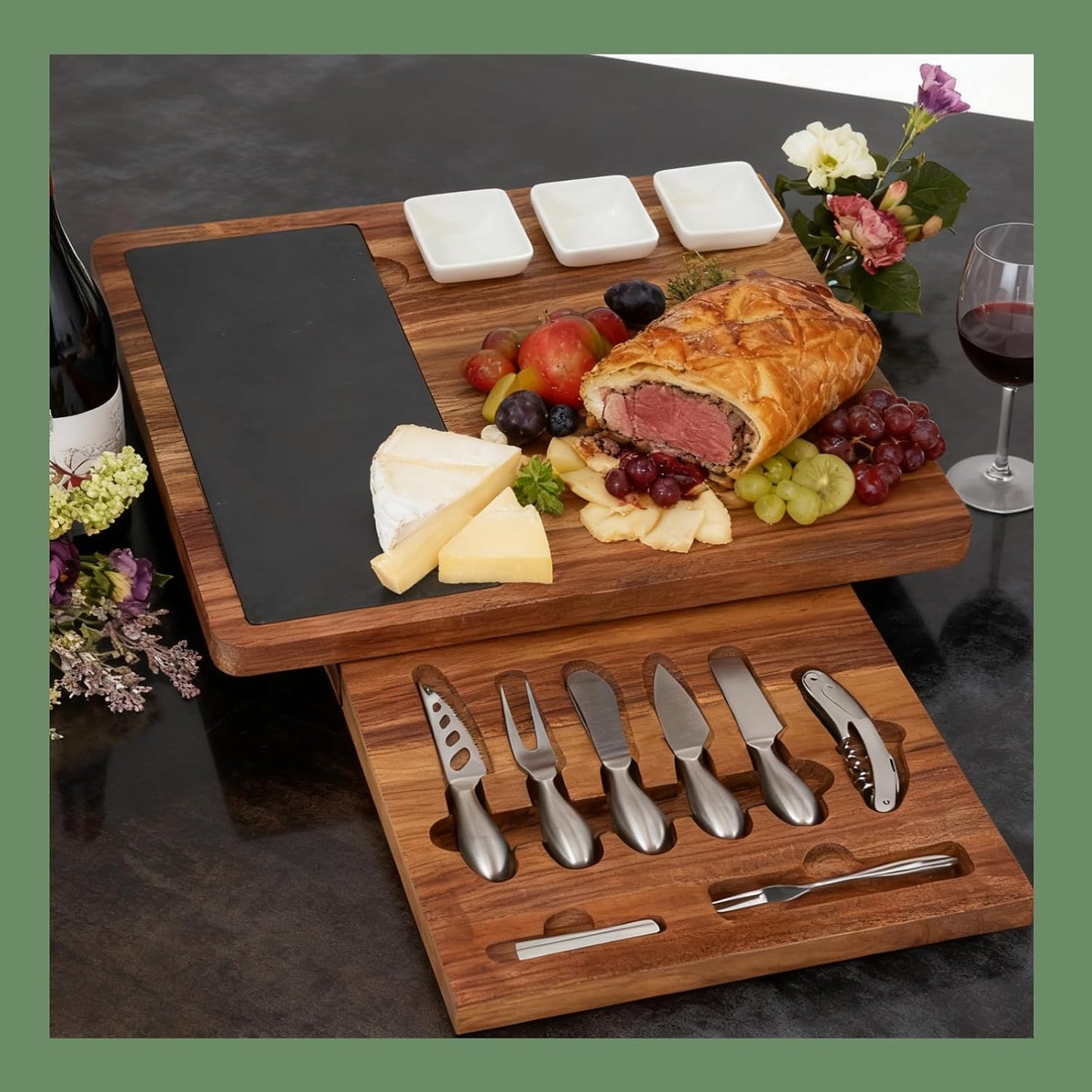 Käsebrett-Set mit Werkzeugen, 16,9 x 13,1 Zoll