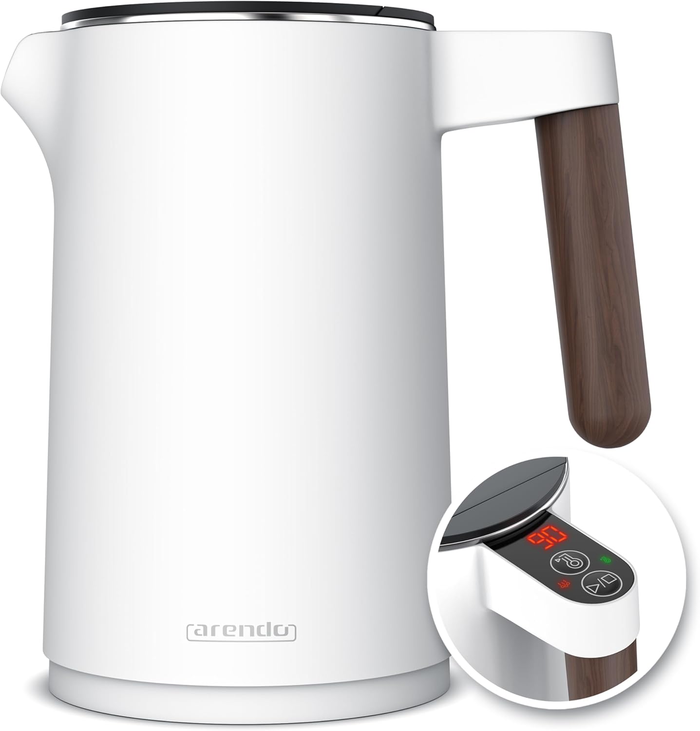 Wasserkocher mit Temperatureinstellung, B: Dunkler Griff
