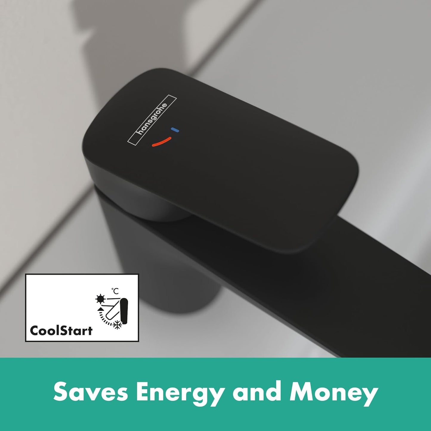 Logis Waschtischarmatur, CoolStart, ComfortZone100, ohne Ablaufgarnitur, Mattschwarz, Auslaufhöhe 100mm, ohne Ablauf / energiesparend