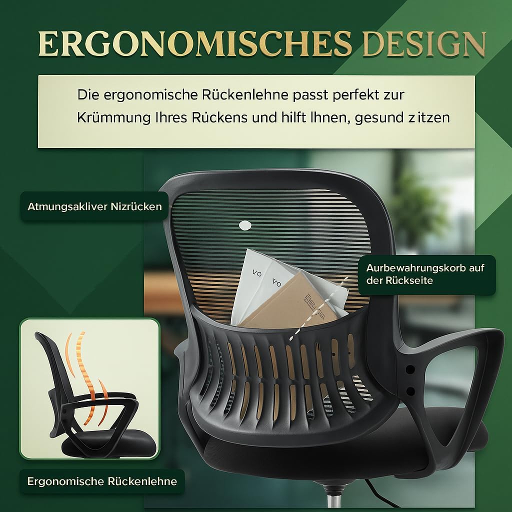 Ergonomischer Schreibtischstuhl, Schwarz