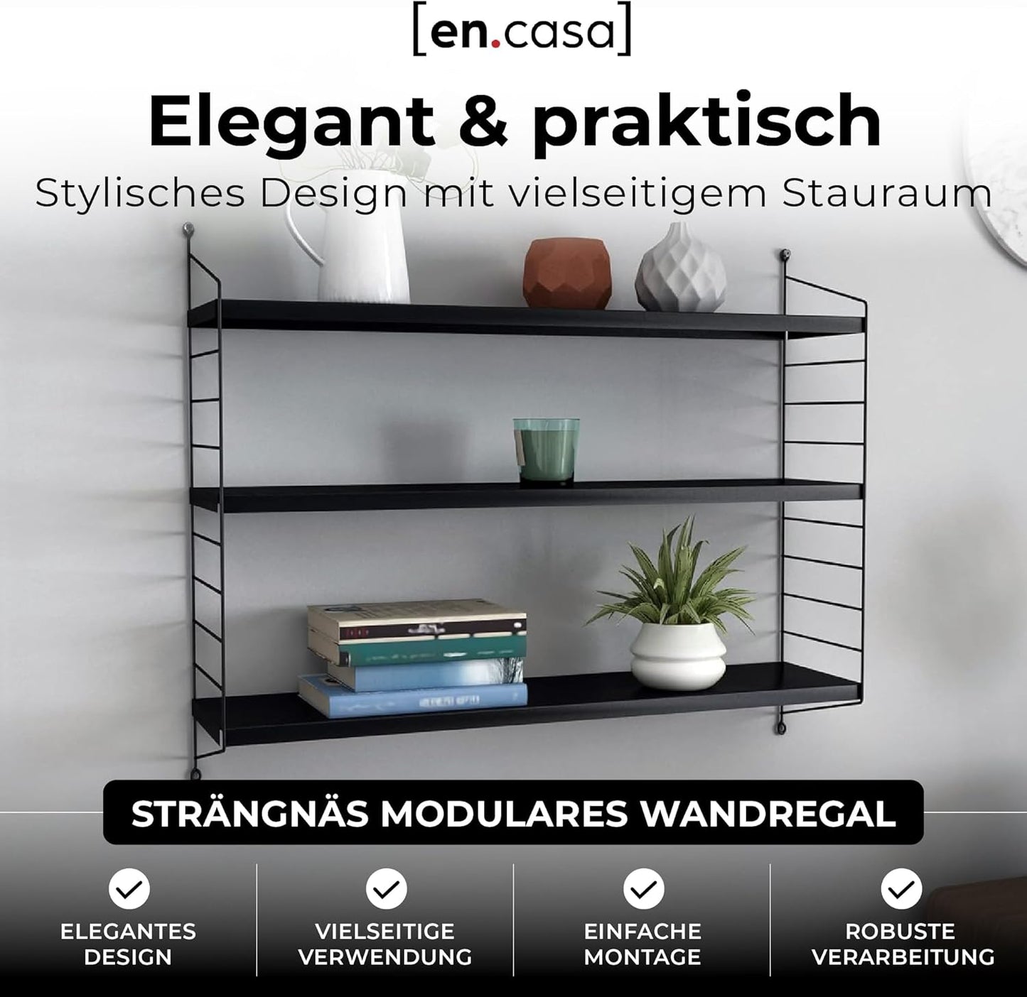 Modulares Metall-Wandregal Strängnäs, Schwarz 1