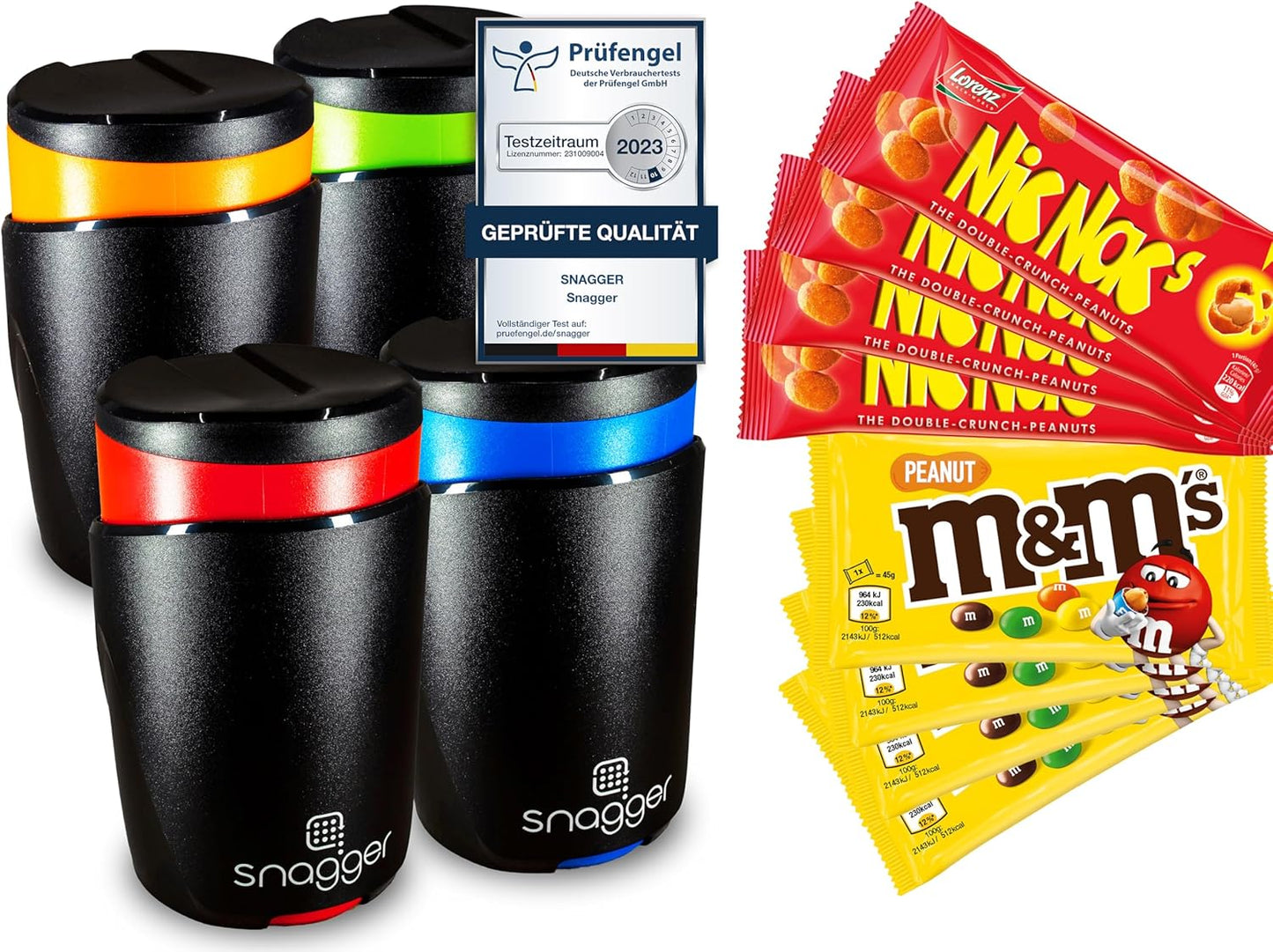 4er Set Snackspender, Family & Friends Nn M&m, Bundle Grün+orange+rot+blau