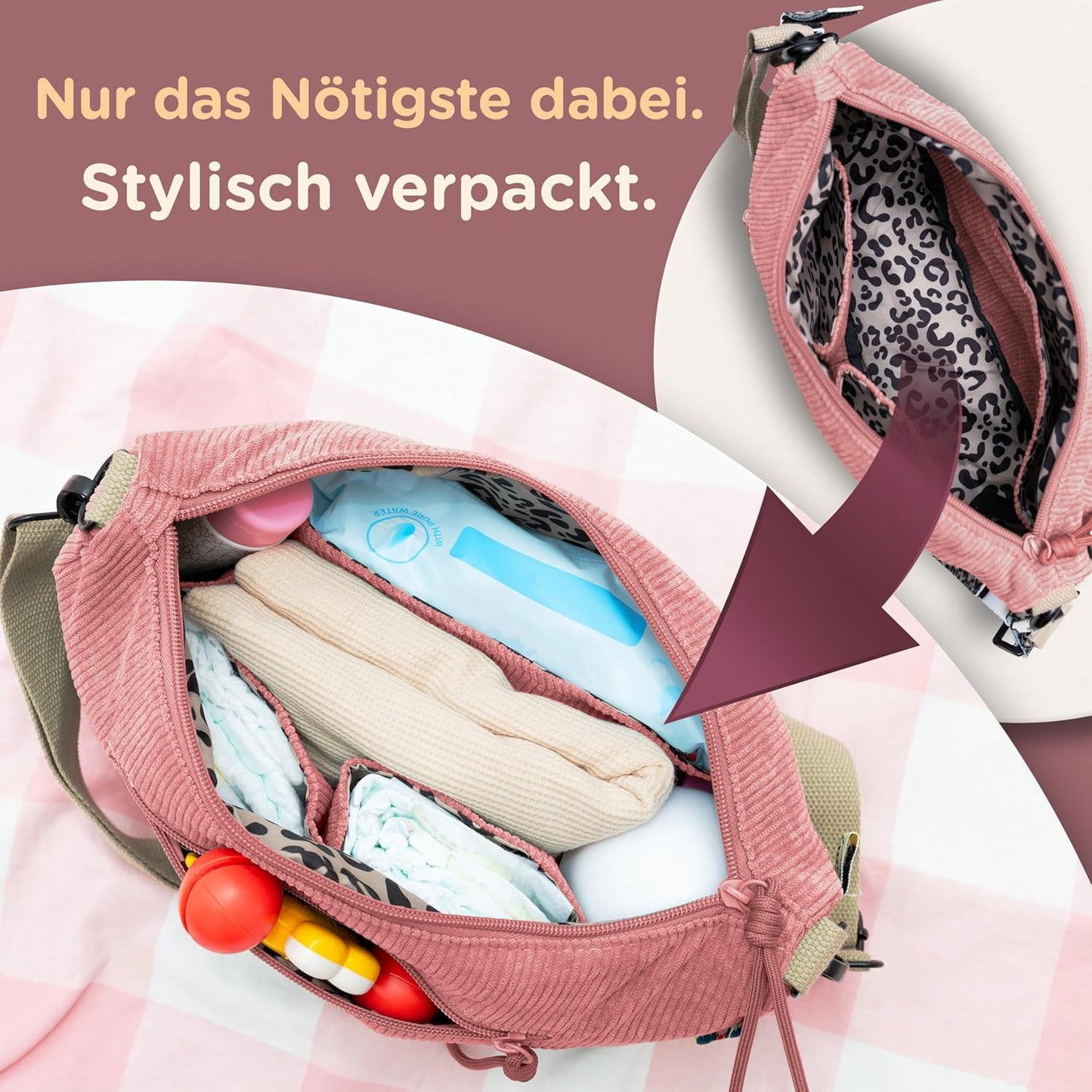 Wickeltasche Moon Bag, Pink- Moonbag M