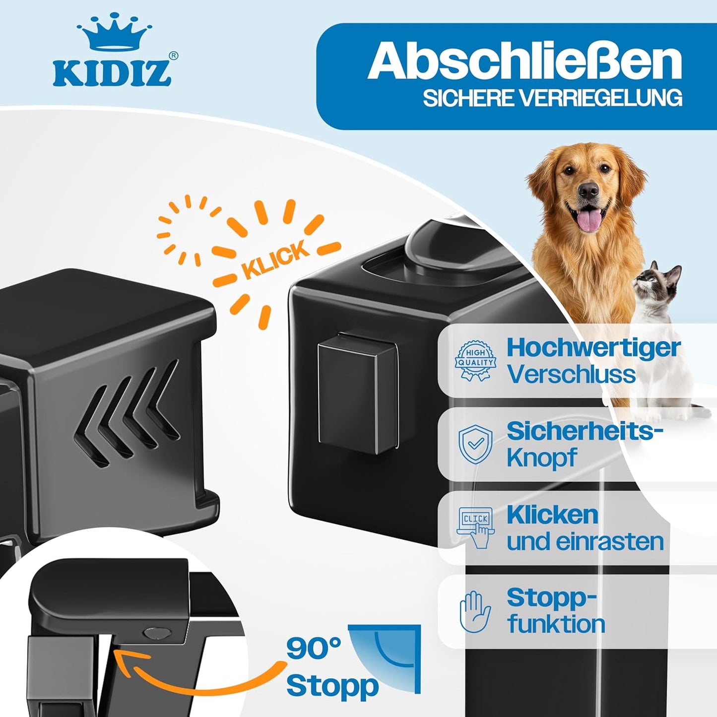 Absperrgitter mit Katzenklappe, Autoclose-Funktion, 74-80 cm Schwarz