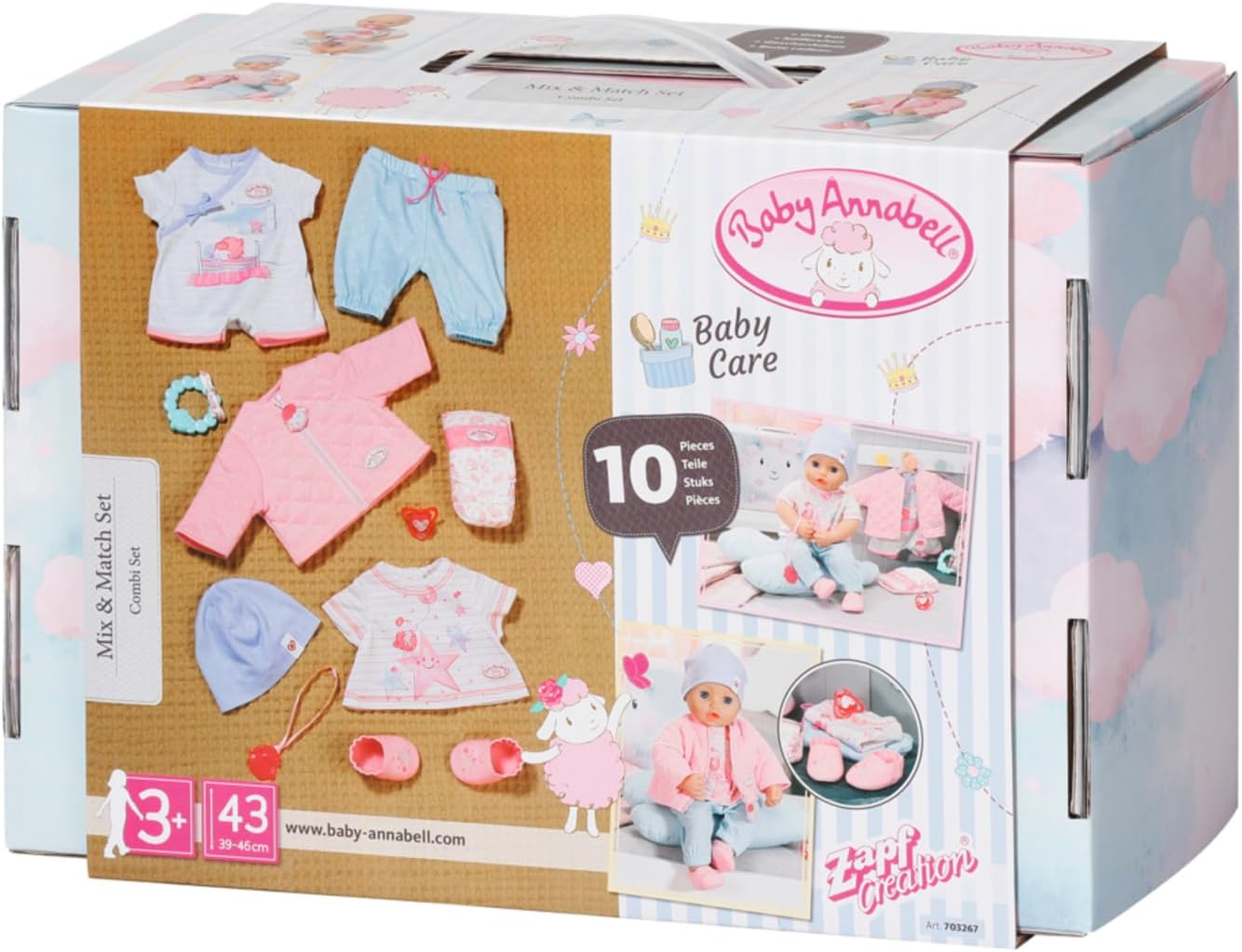 Puppenkleidung Combi Set mit Aufbewahrungskoffer