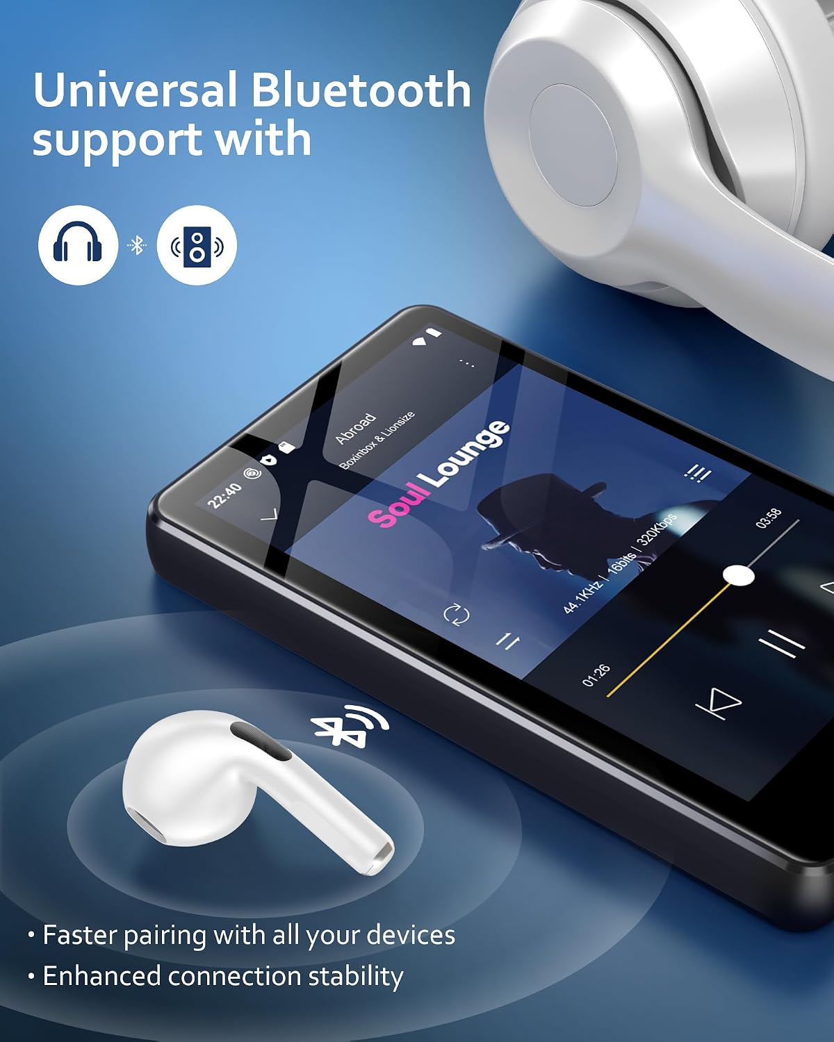 MP3 Player mit Bluetooth, Schwarz 80GB
