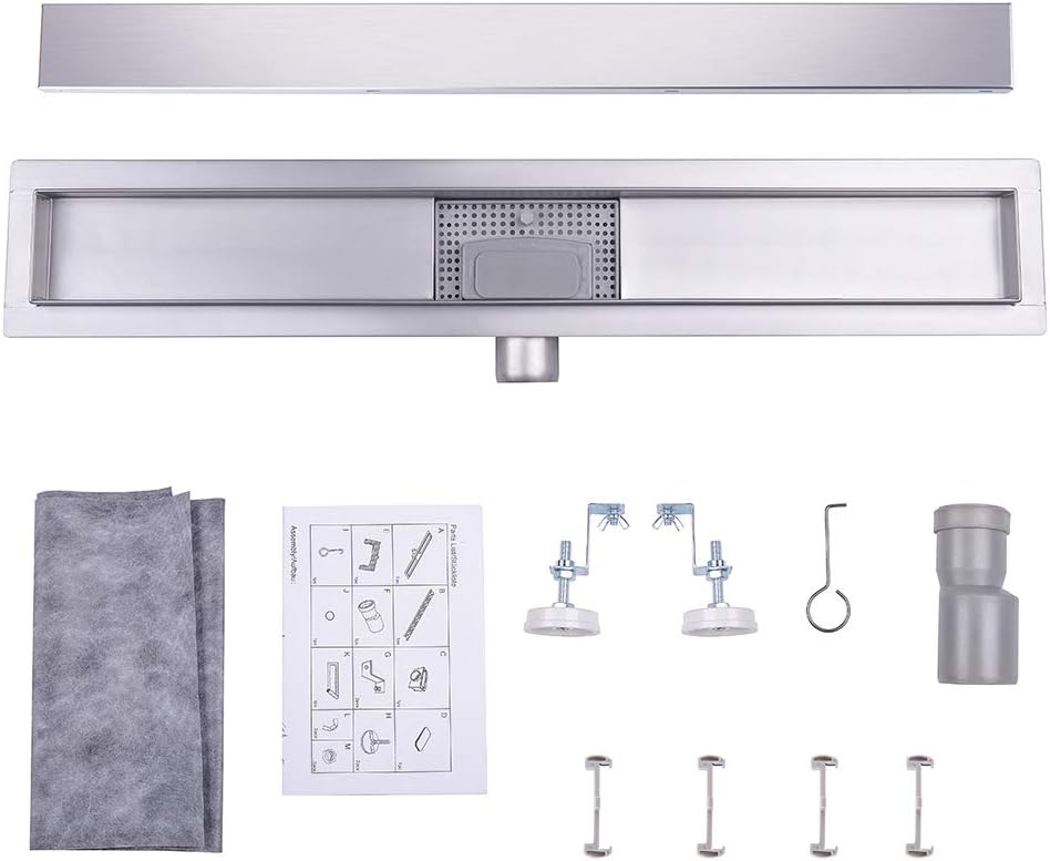 Duschrinne Komplettset mit Siphon und Haarsieb, 70 cm