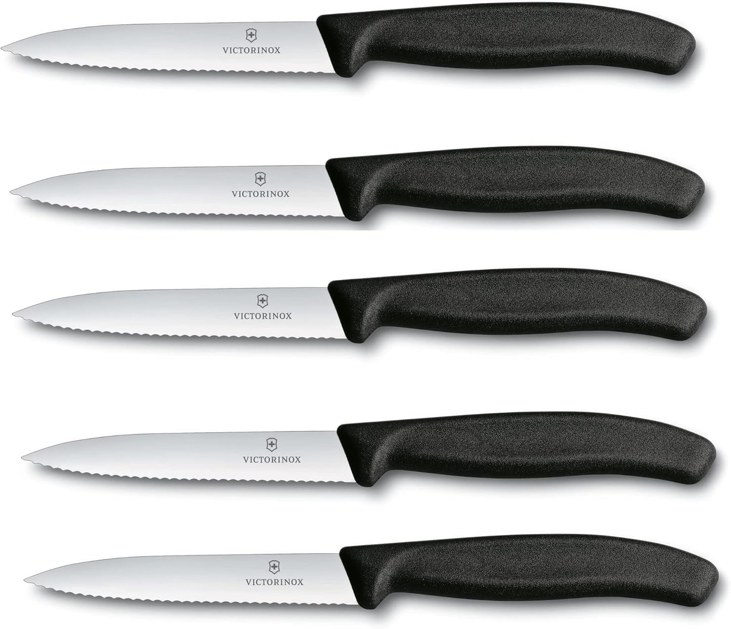 5-teiliges Swiss Classic Gemüsemesser Set, 5er Set mit Wellenschliff Schwarz