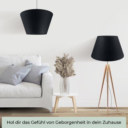 Premium Lampenschirm konisch (2XL, 40cm), Schwarz 2XL = ØU: 40cm | ØO: 20cm | H: 21cm