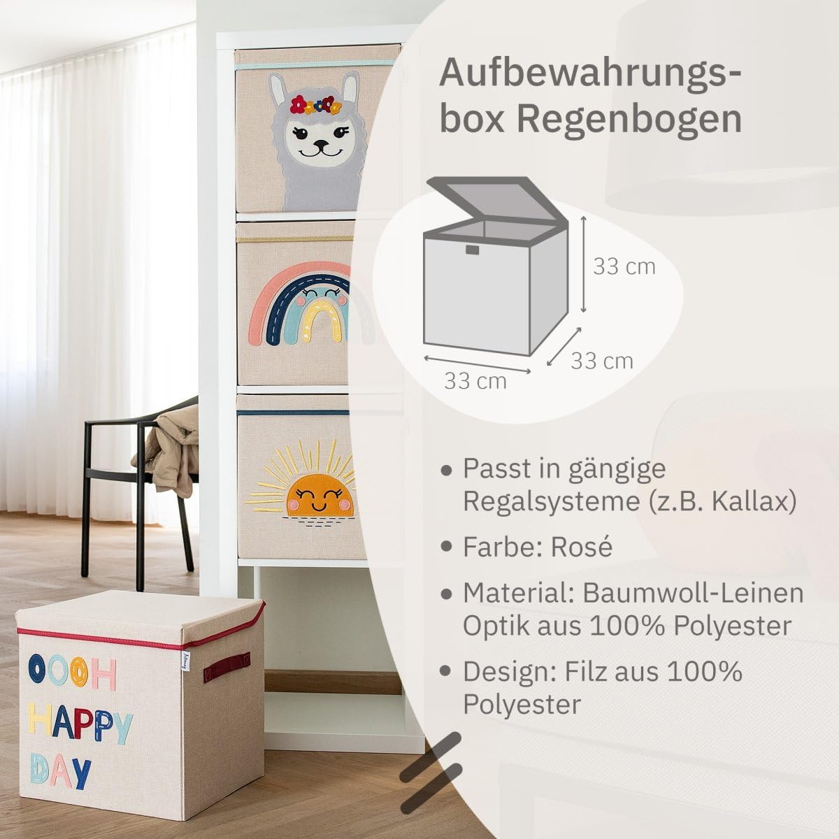 Spielzeug-Aufbewahrungsbox mit Deckel, Regenbogen