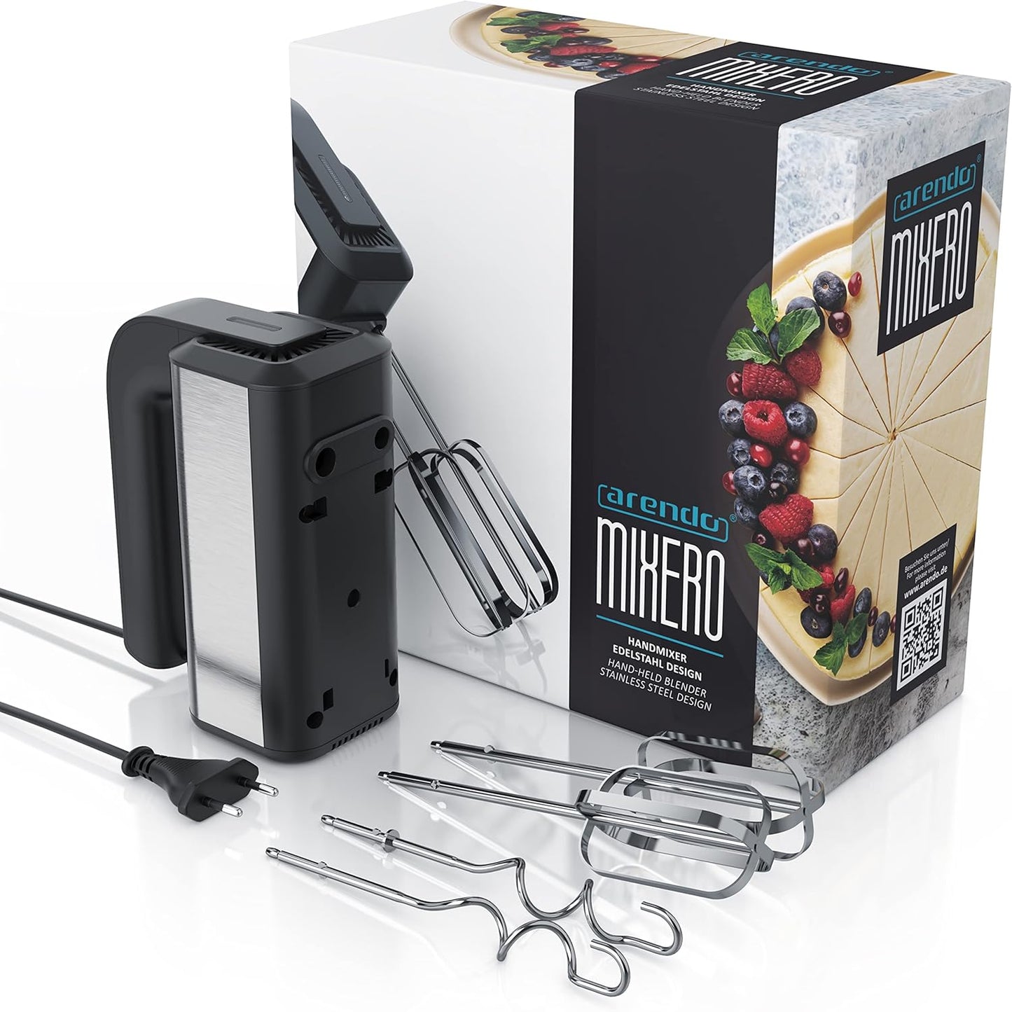 Handmixer Mixero mit 5 Geschwindigkeiten und Turbo, A: Schwarz / Edelstahl