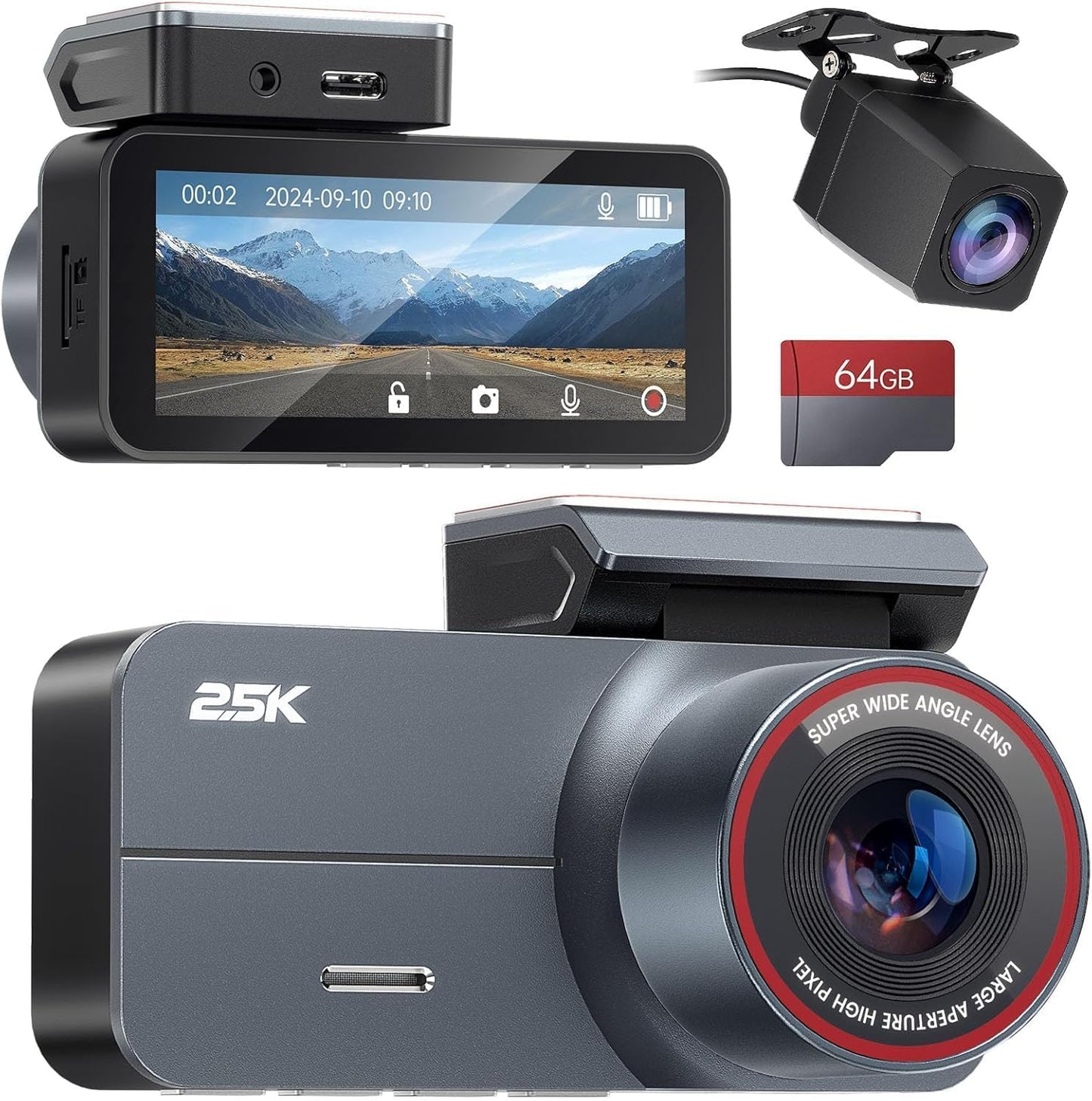 Dashcam Auto für Vorne und Hinten, 339CT