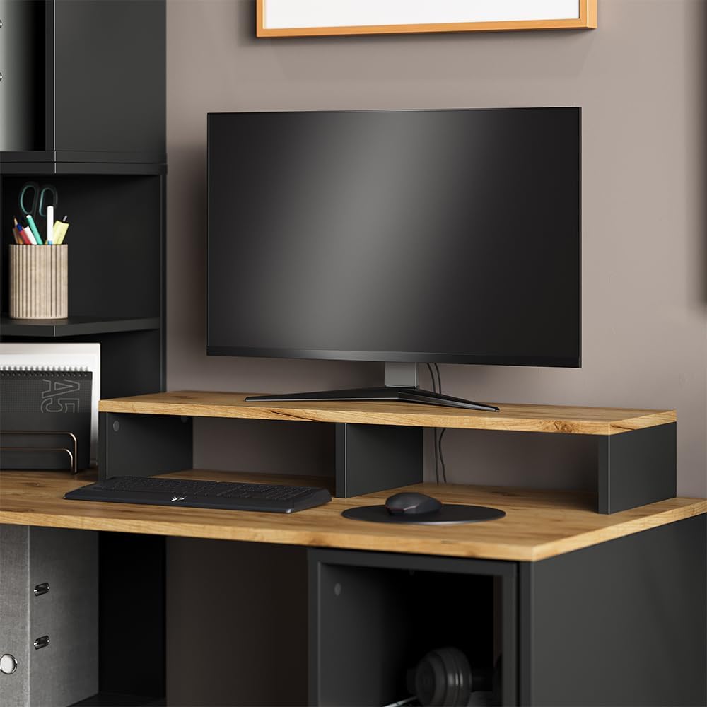 Monitorständer Tomy 80 cm, Anthrazit/Goldkraft Eiche
