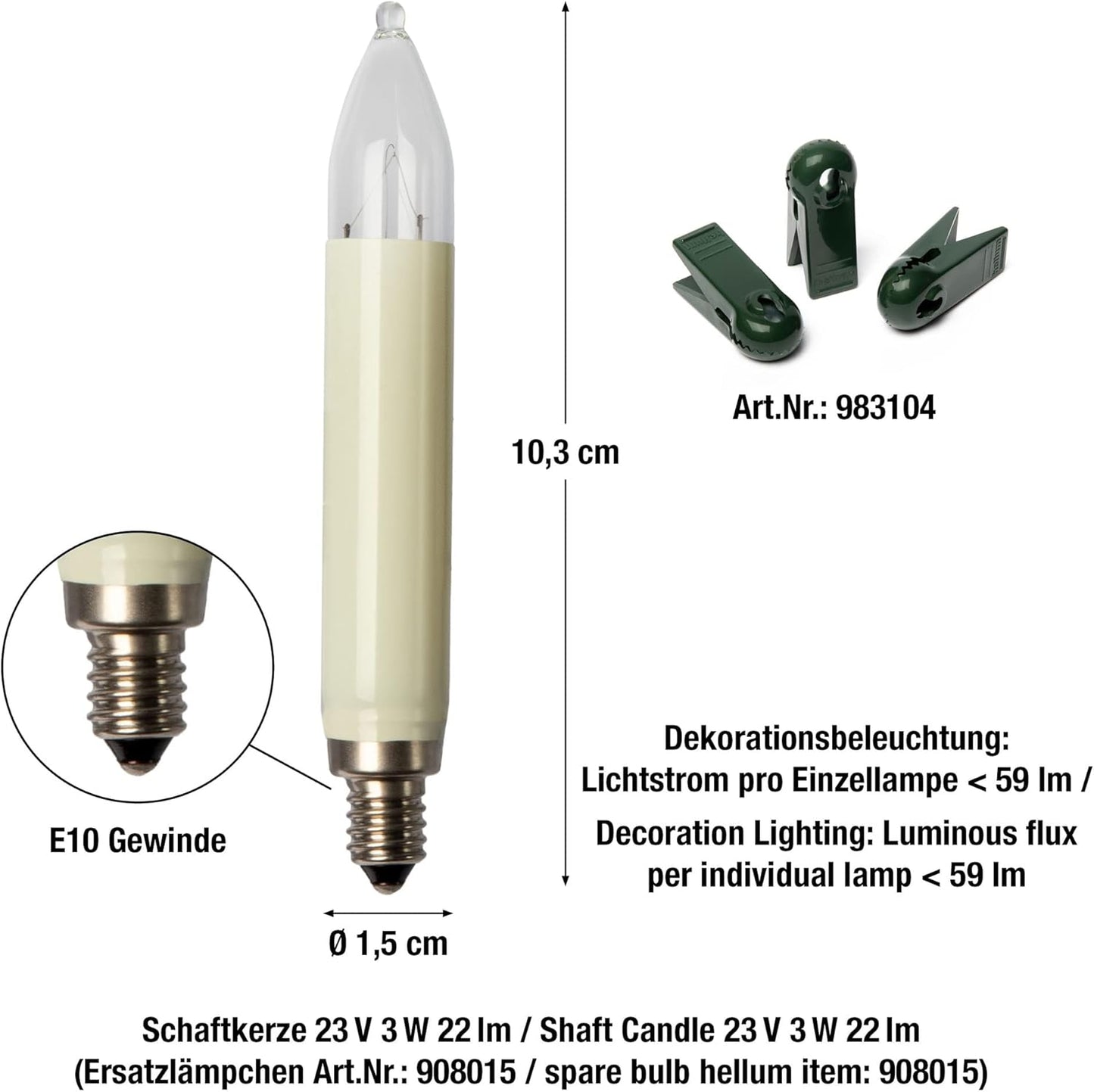 LED Weihnachtsbaum-Lichterkette mit Clip (10 Lichter), 10 Lichter / beleuchtet 630 cm Weiss
