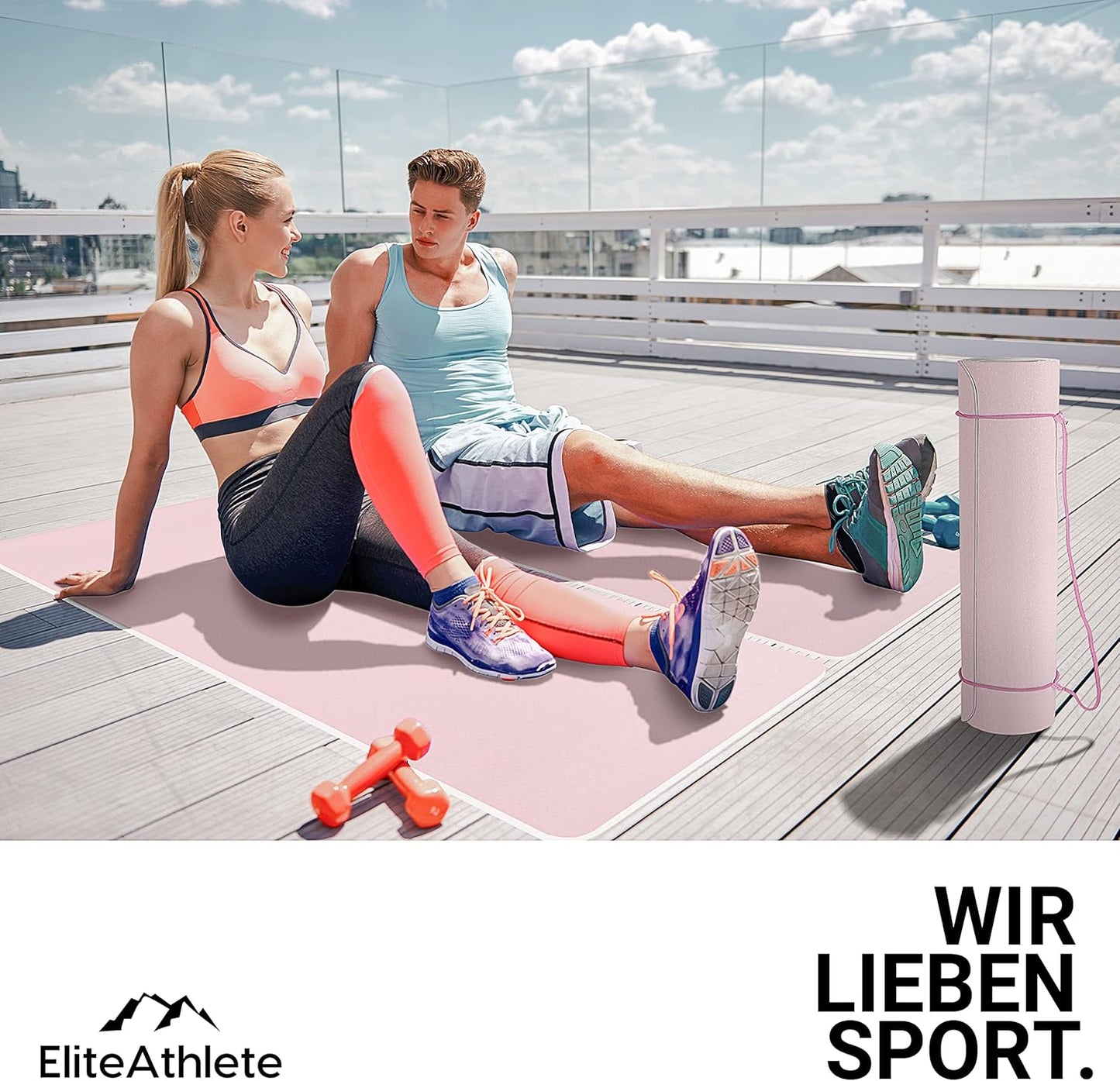 Yogamatte mit Transportgurt & Tasche, Spring Blooms - Light Sand