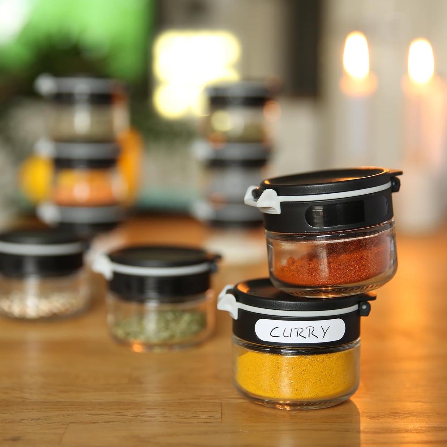 Gewürzstreuer Double-Flip Set, 12 Gläser + Karussell (6x 85ml 6x 200ml)
