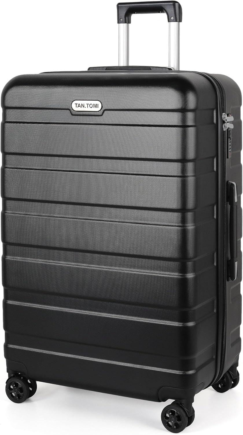 Hartschalen-Reisekoffer mit Kombinationsschloss, Schwarz XL (28 Zoll)
