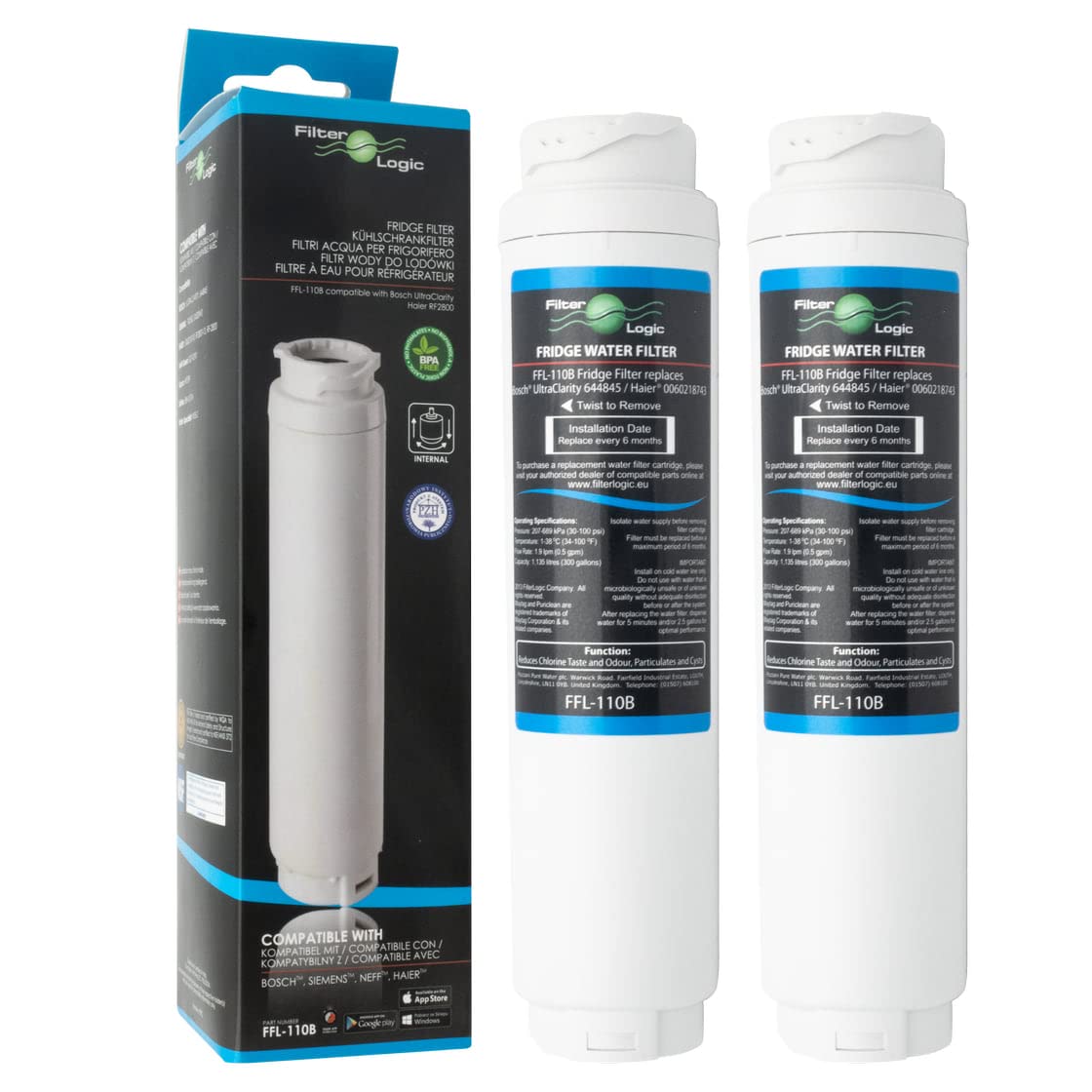 FFL-110B Wasserfilter für Siemens/Bosch/Neff Kühlschrank, 2