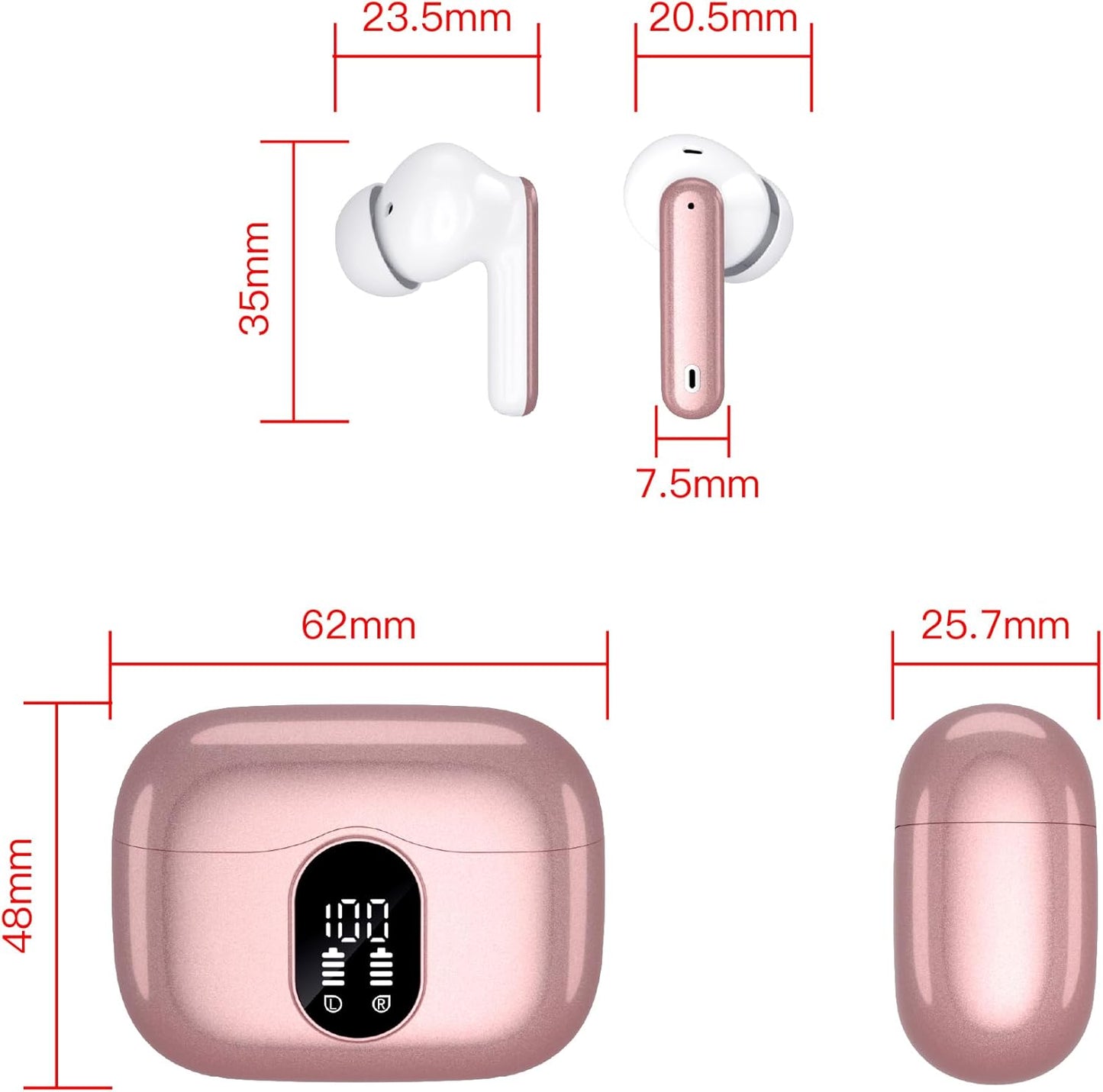 Kabellose In-Ear-Kopfhörer, Roségold