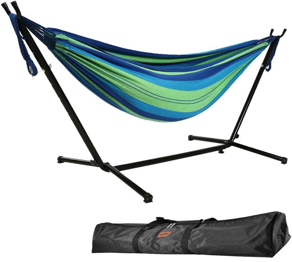 Doppelhängematte mit Ständer, 250 kg Tragkraft, Blau und Grün