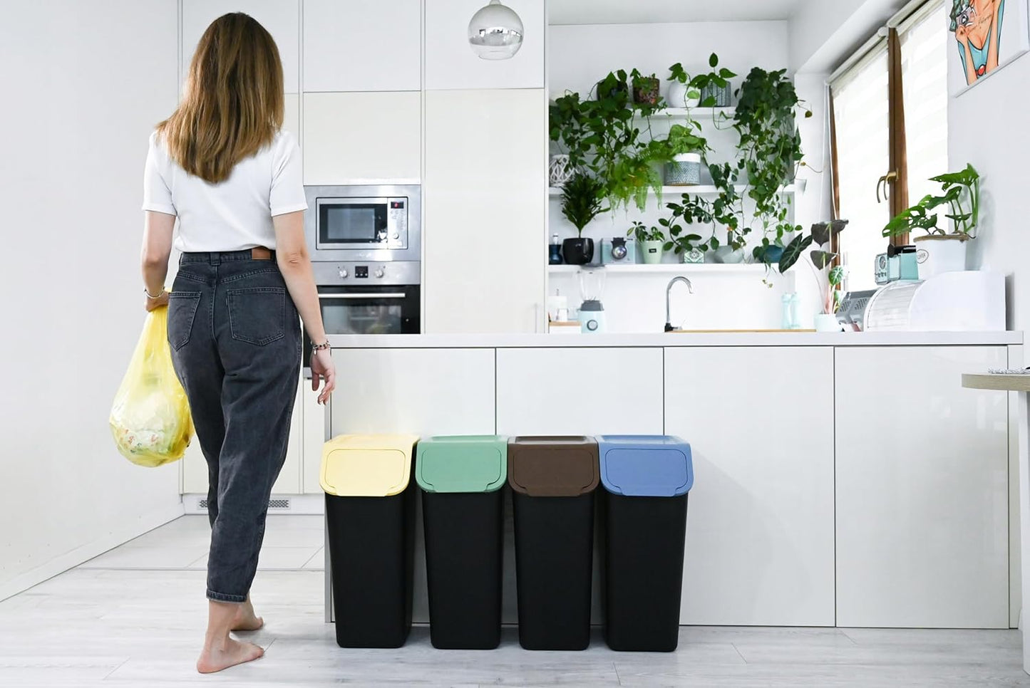 Stapelbares Abfalltrennsystem (2x 35L), 2x35l Gelb Grün