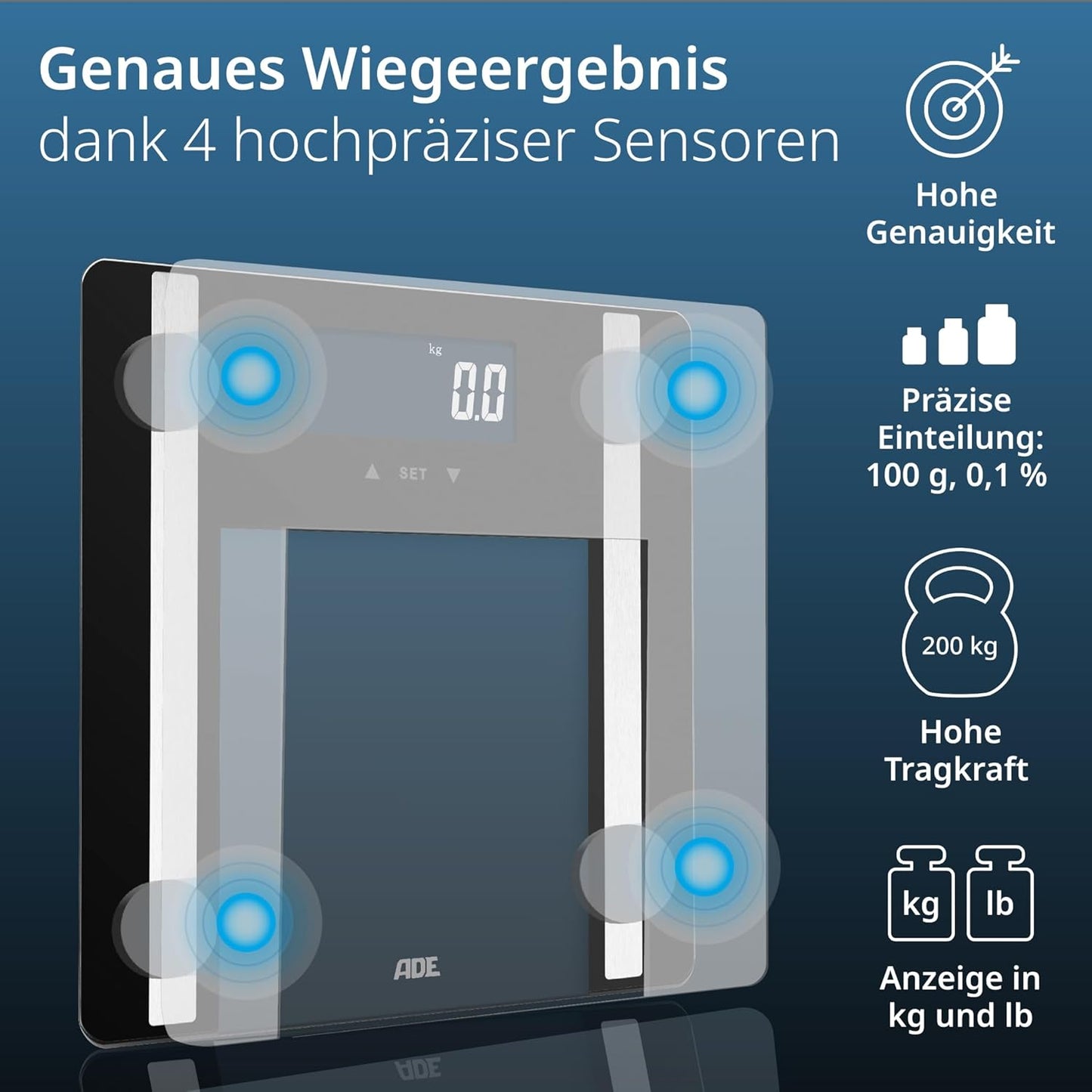 Körperanalysewaage Ines, Schwarz