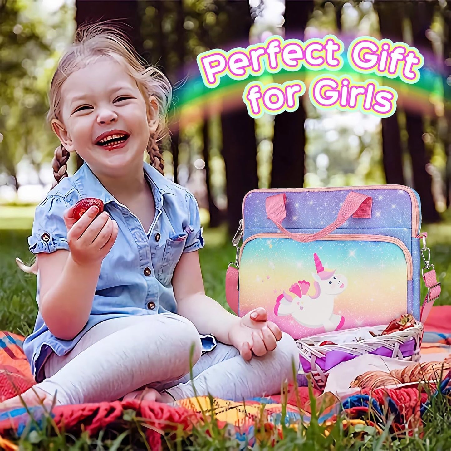 Glänzendes Einhorn Tablet-Tasche für Kinder, Glänzendes Einhorn