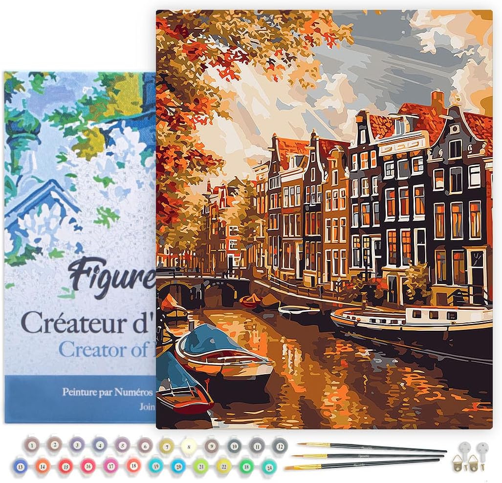Malen-nach-Zahlen-Set Sonnenschein in Amsterdam, Sonnenschein in Amsterdam 40x50cm Mit Rahmen (bereits gespannt)